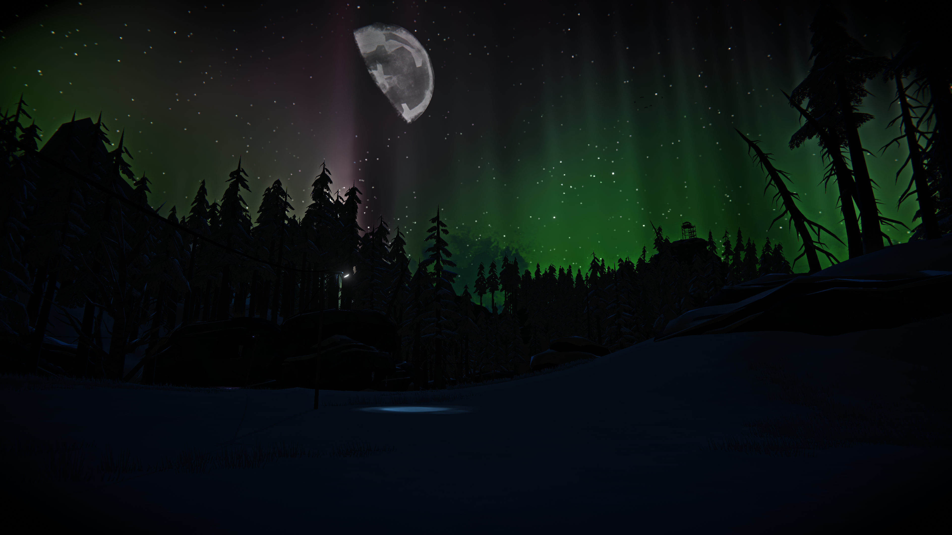 The Long Dark Screen Shot Video Games Survival Night Winter Snow Stars Sky 3840x2160