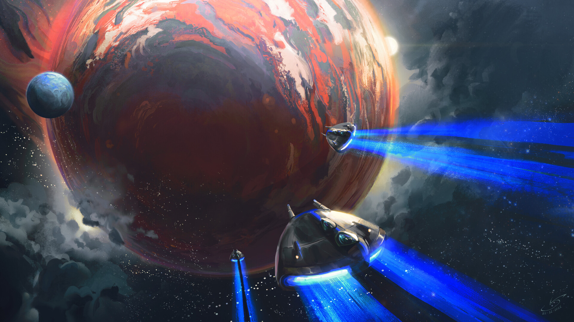 Science Fiction Space Planet Spaceship Artwork 1920x1080