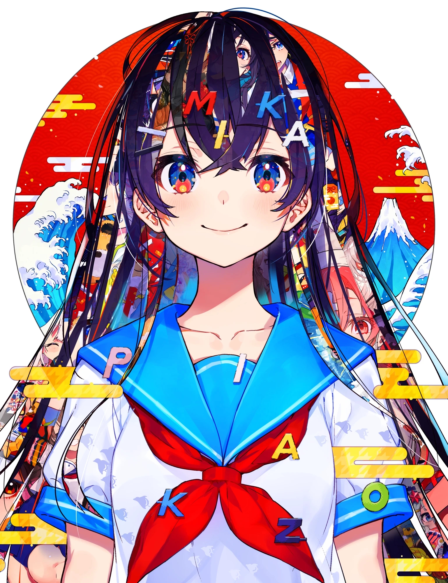 Mika Pikazo Anime Anime Girls Long Hair Schoolgirl School Uniform Colorful 1538x2000
