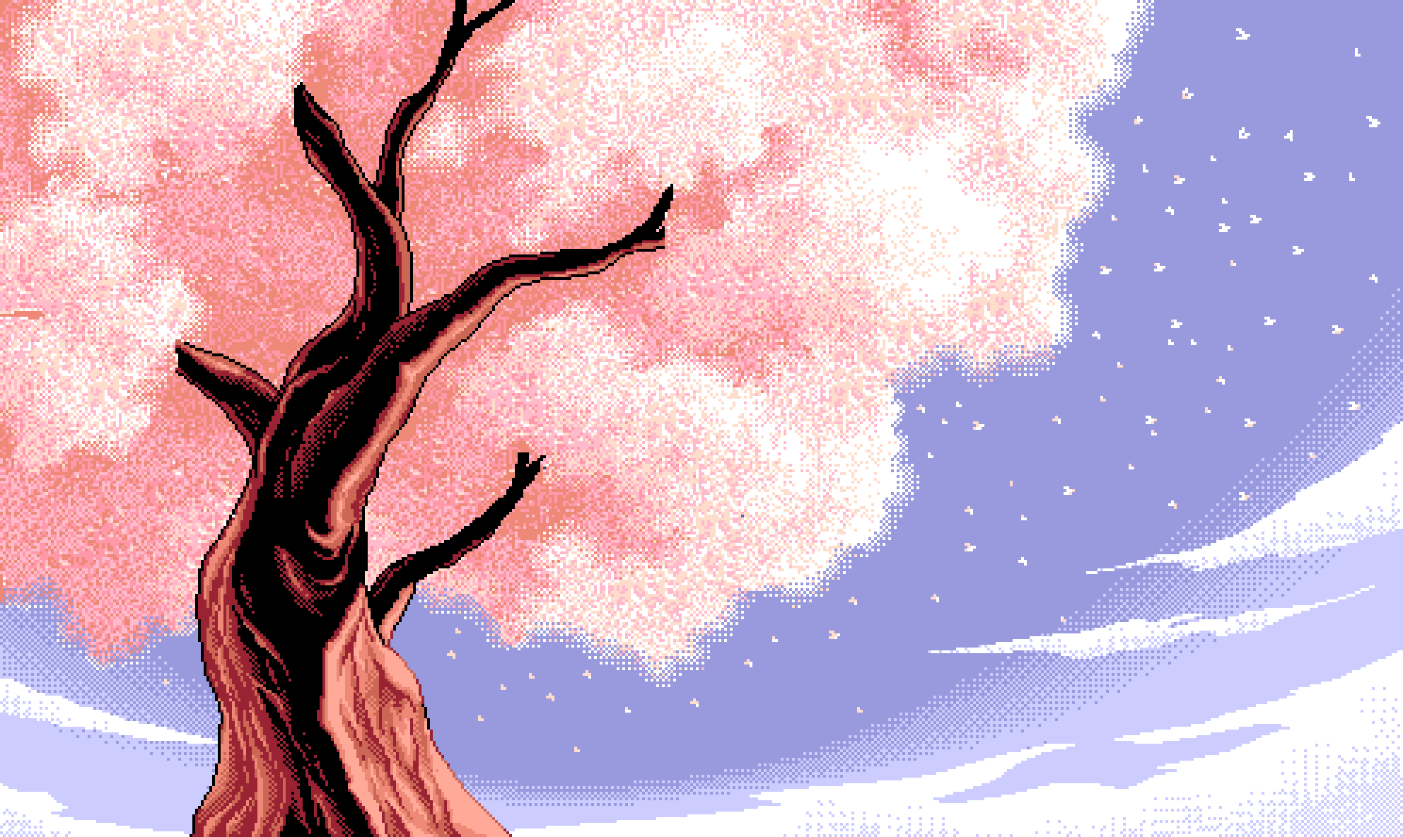 Pixel Art Cherry Trees Cherry Blossom Pink Pixelated Petals Trees 1984x1184
