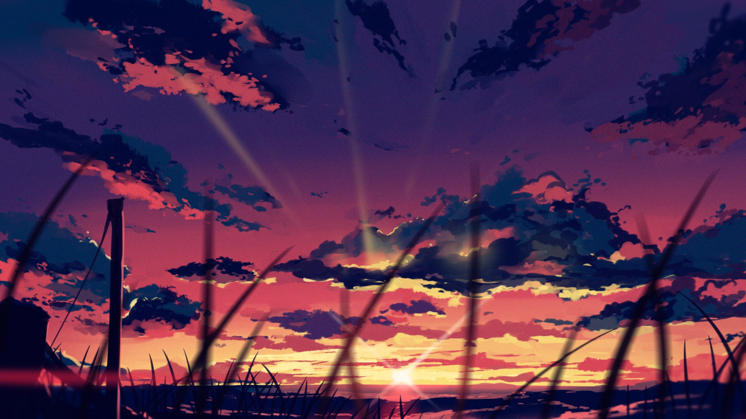 Arttssam Digital Art Artwork Illustration Sunset Landscape Clouds Sunset Glow 3000x1688