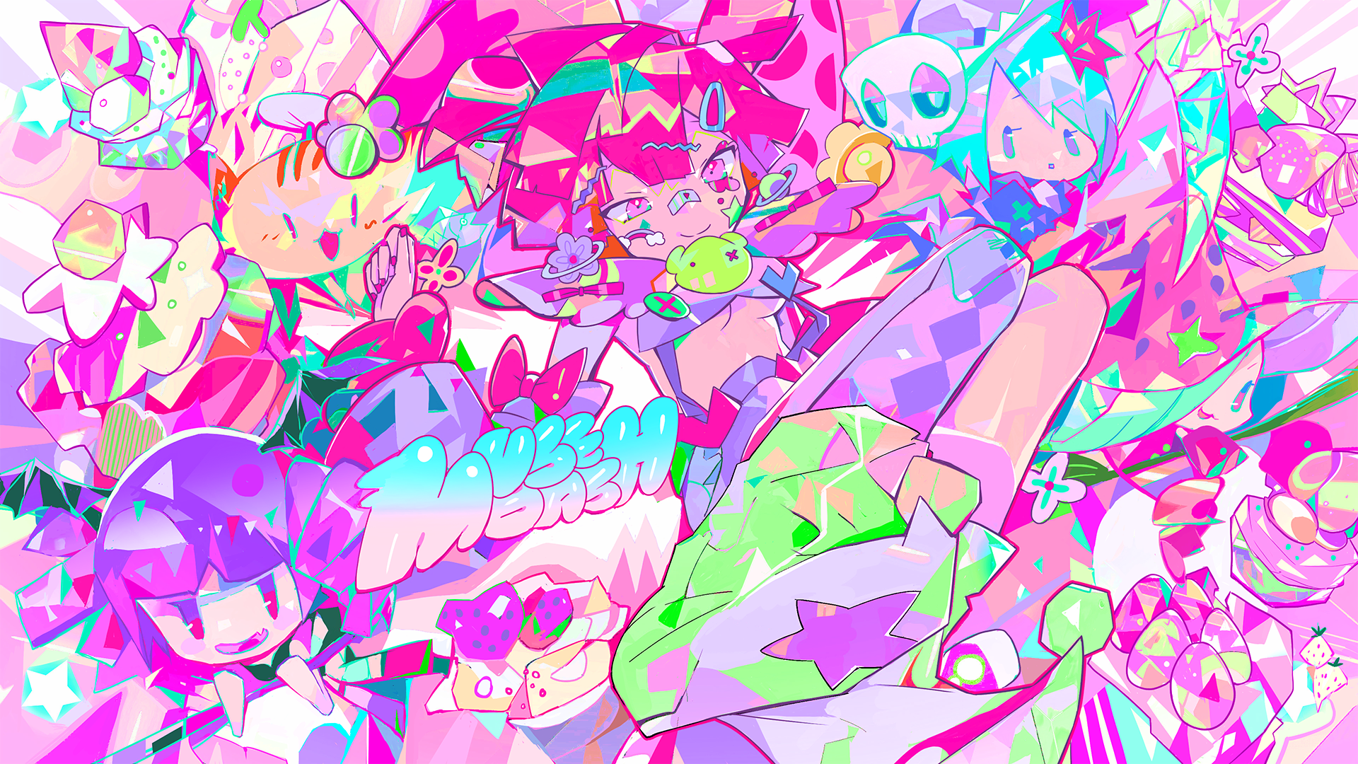MuseDash Anime Girls Kawai Artist Music Colorful Sweets Band Aid 1920x1080