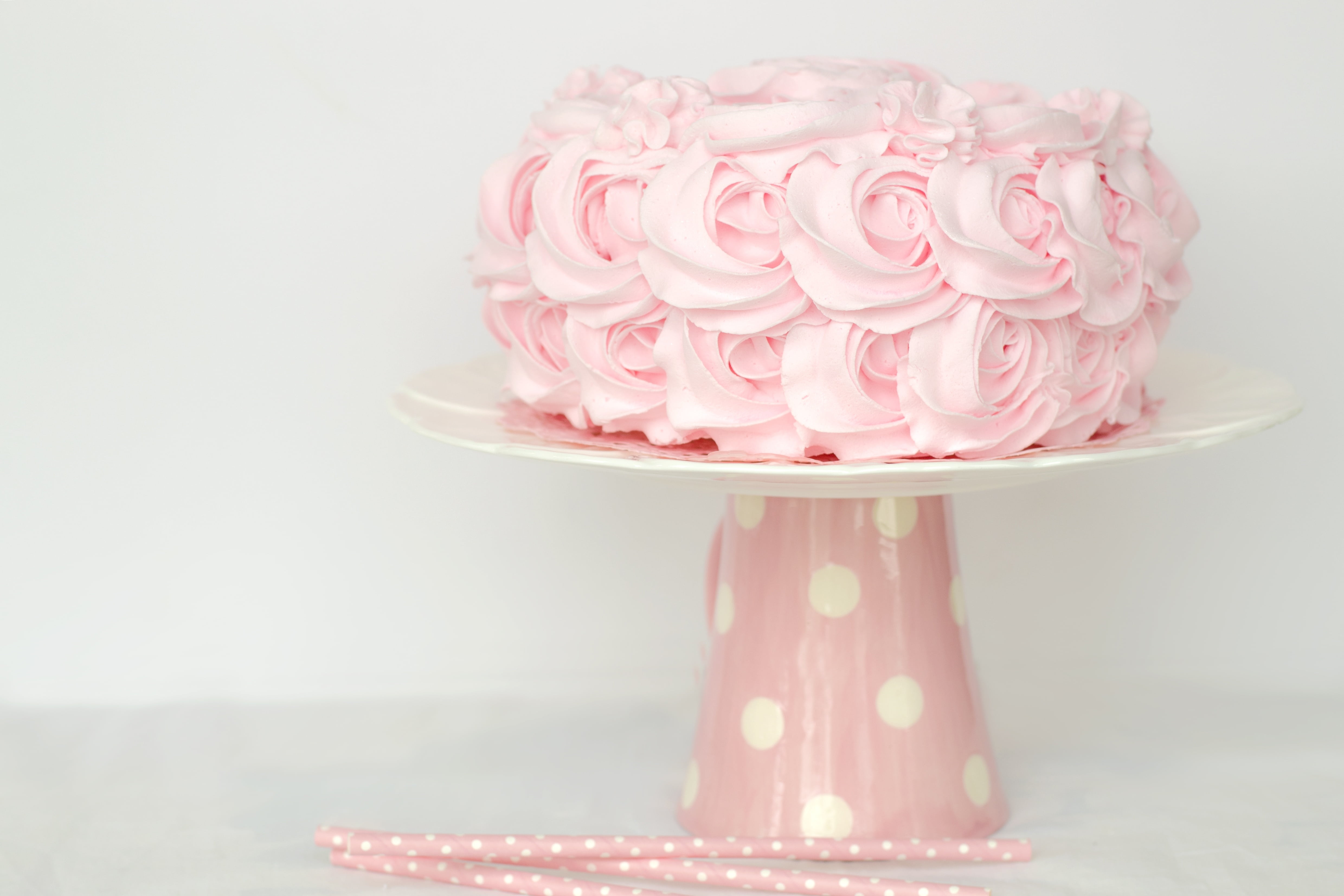 Cake Simple Background Pink Color Food Minimalism 4958x3305
