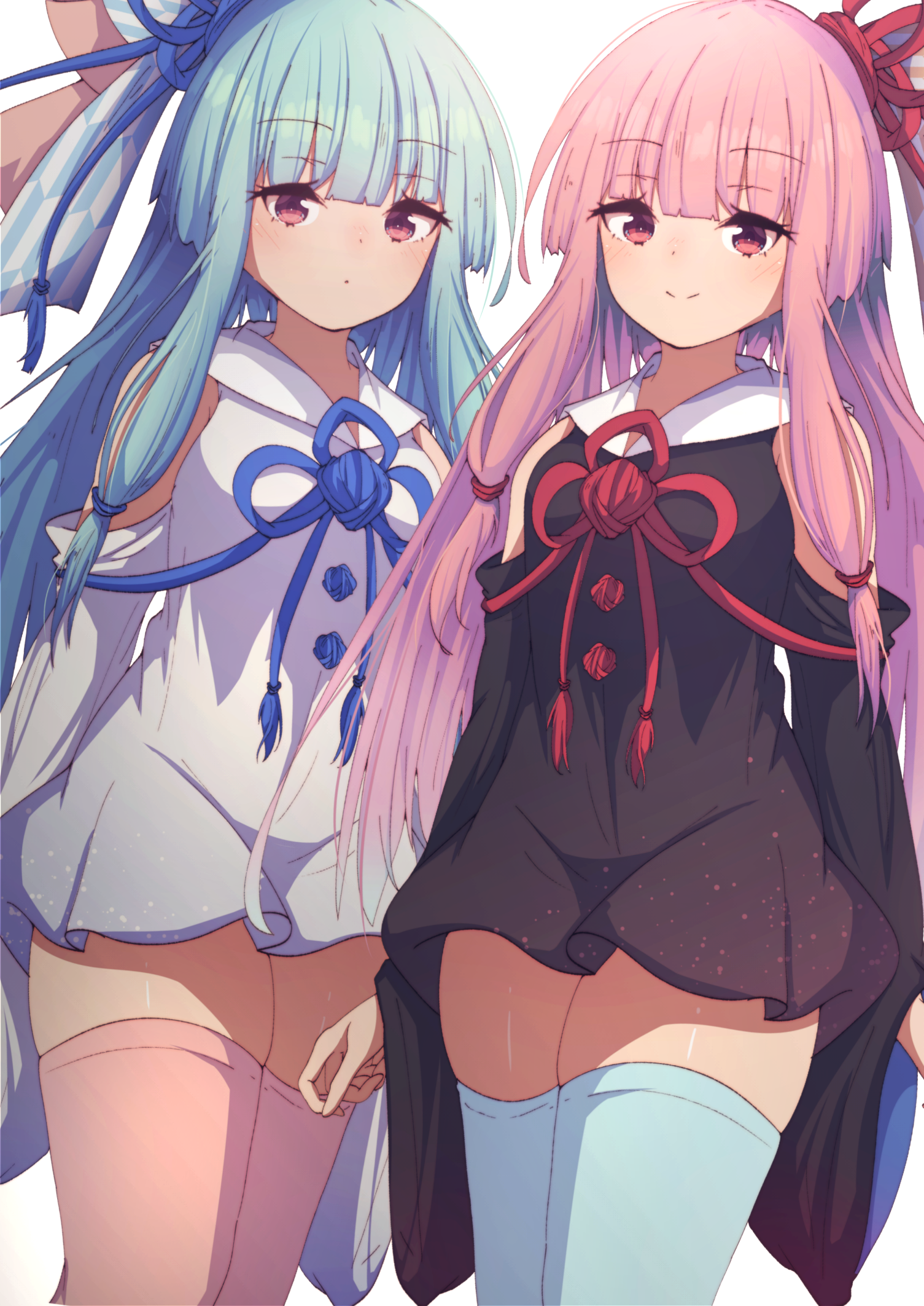 Anime Anime Girls Voiceroid Long Hair Pink Hair Blue Hair Twins Kotonoha Akane Kotonoha Aoi Artwork  1505x2125