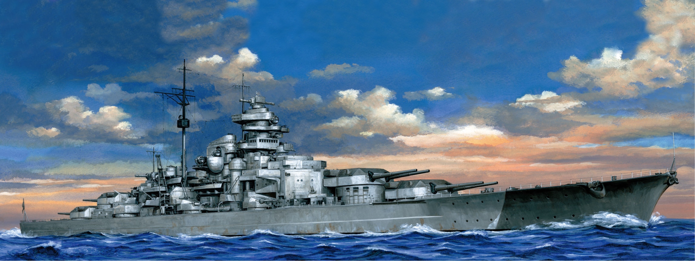 Warship Sea Sky Digital Art Military 2292x863