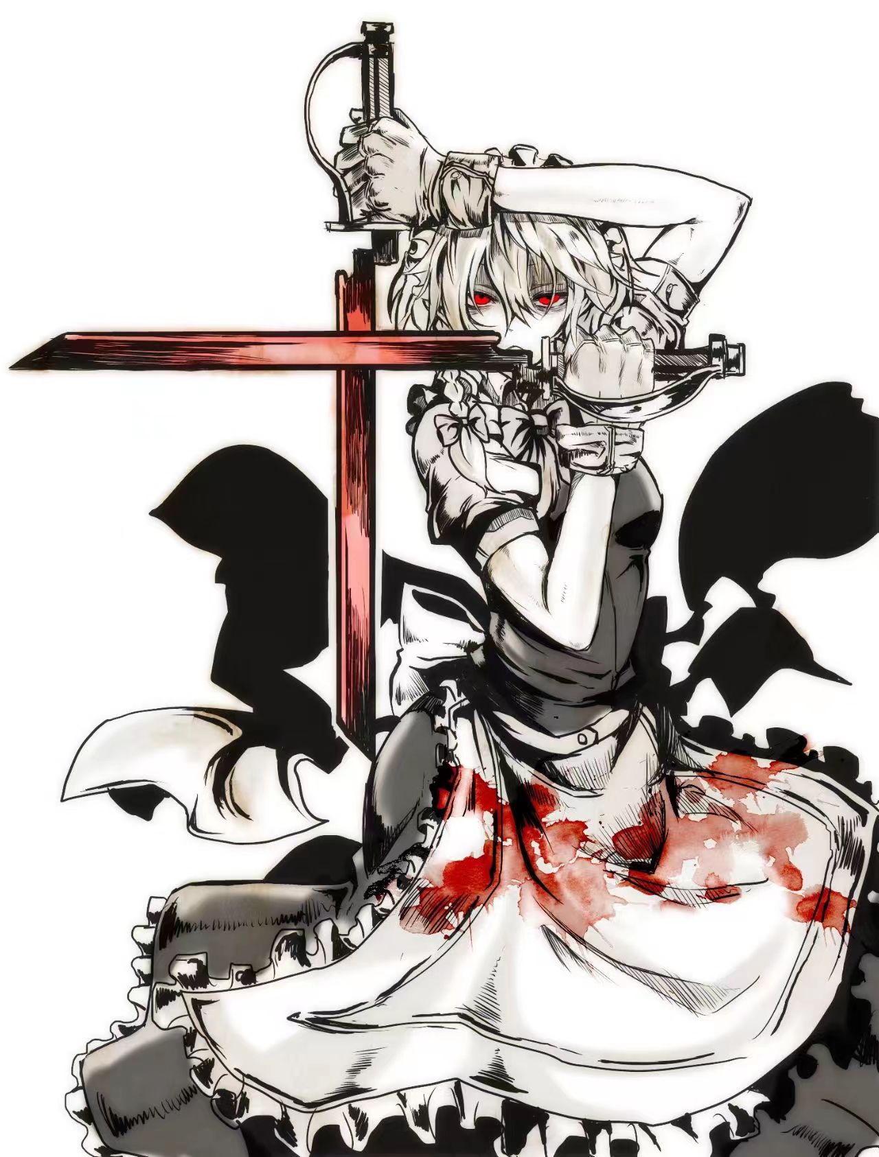 Anime Girls Illustration Touhou Izayoi Sakuya Portrait Display Maid Maid Outfit Knife Looking At Vie 1280x1686