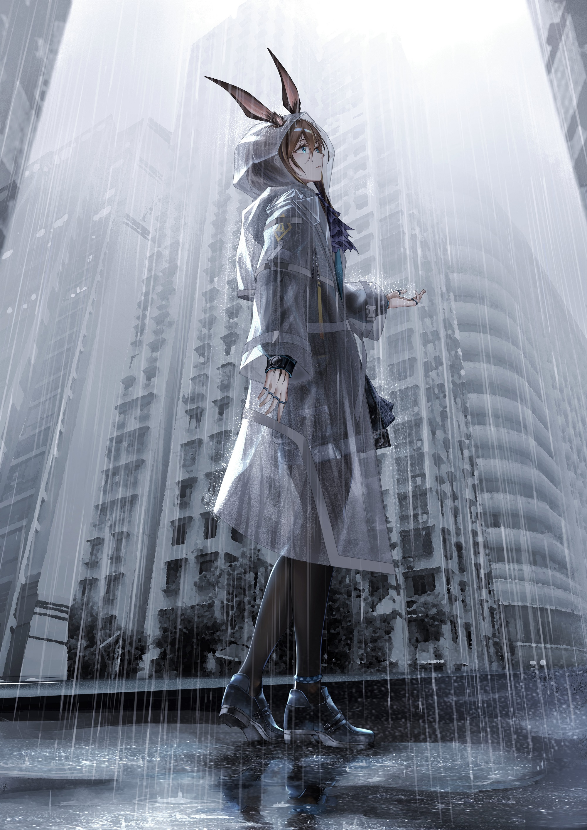 Arknights Anime Anime Girls Amiya Arknights Raincoat Rain Vertical Animal Ears 2000x2828