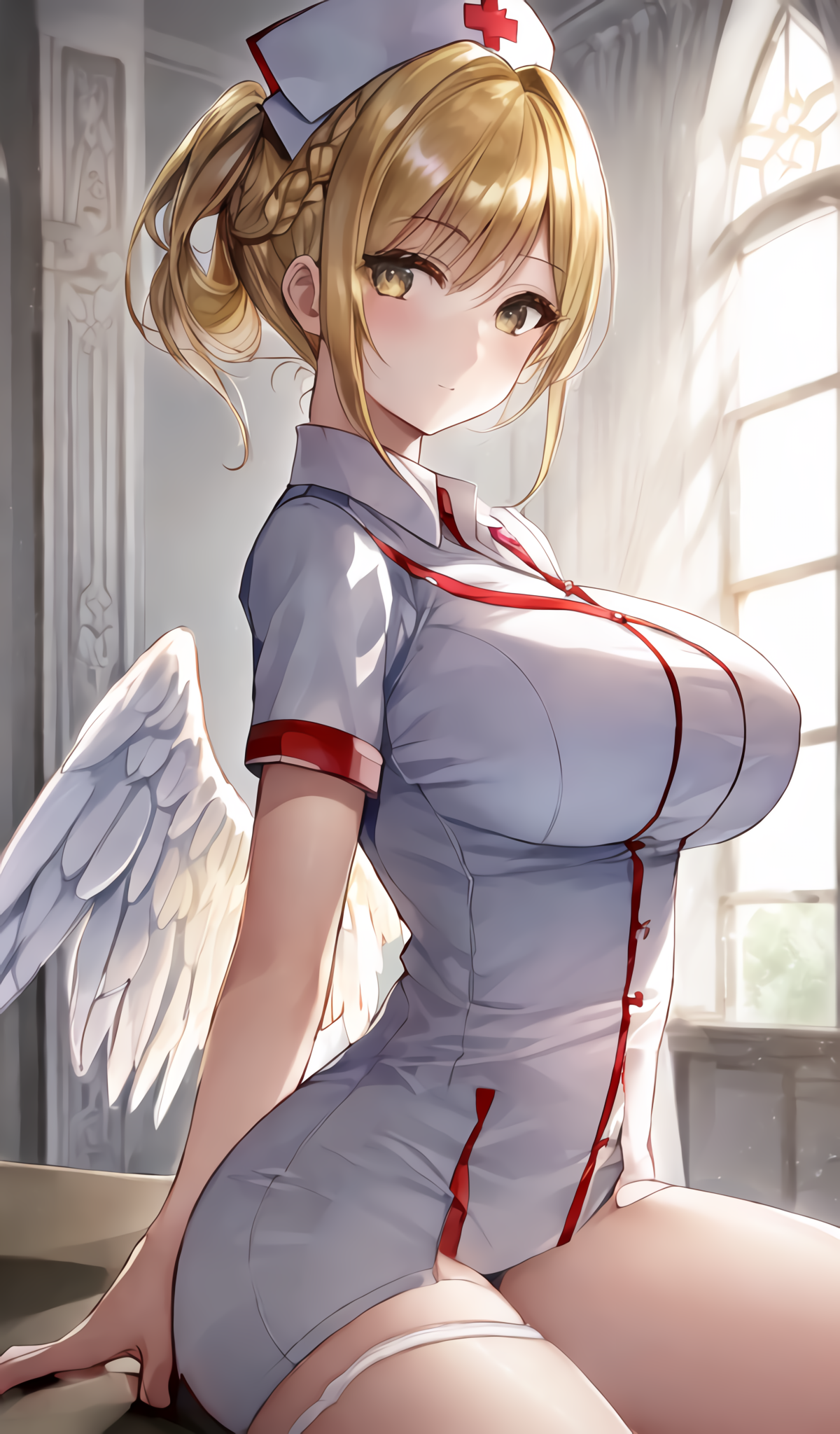 Anime Anime Girls Original Characters Ai Art Nurse Outfit Artwork Digital Art Blonde Nurses Yellow E 1200x2048