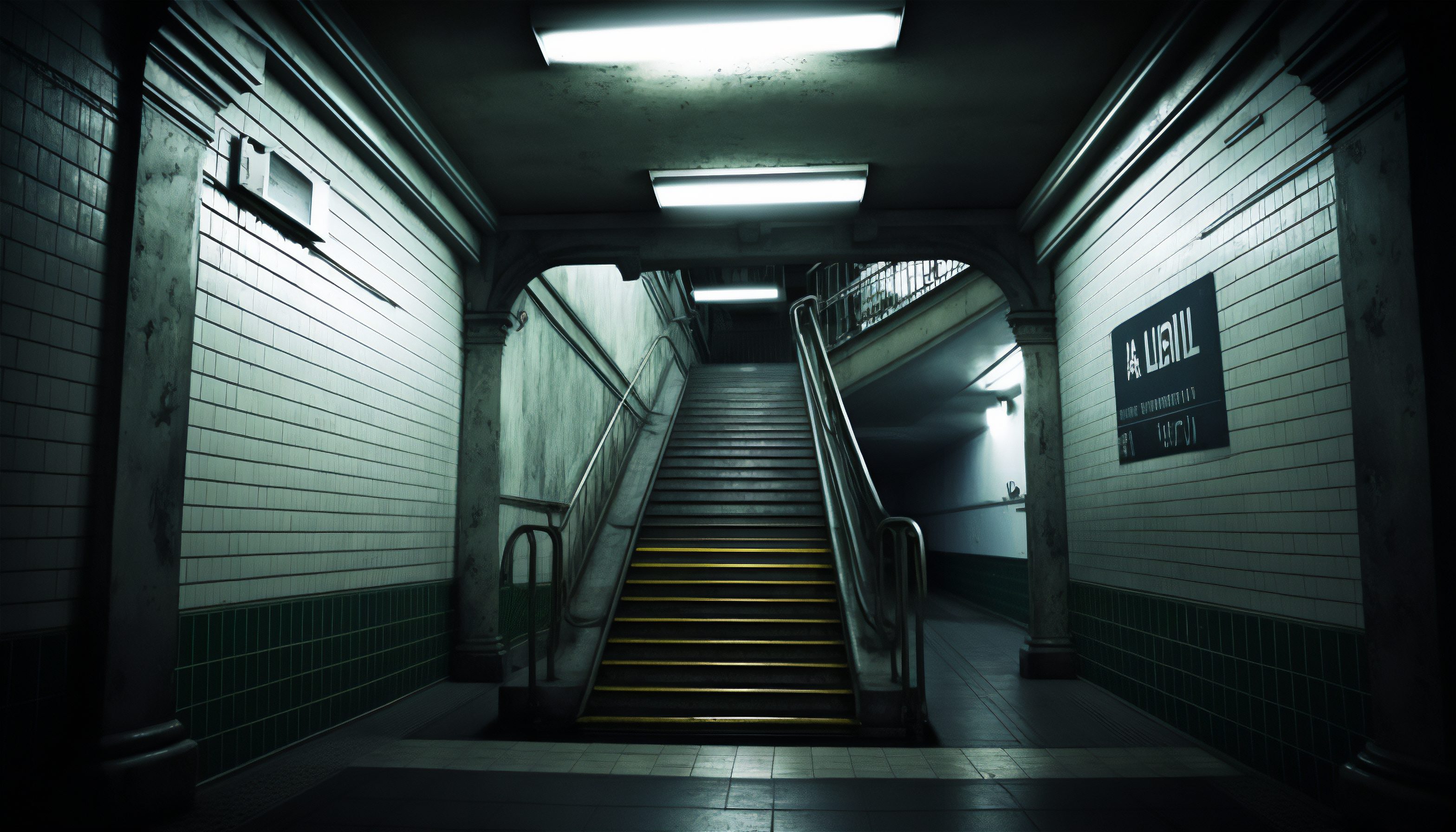 Ai Art Subway Station Stairs Interior Lights 3136x1792
