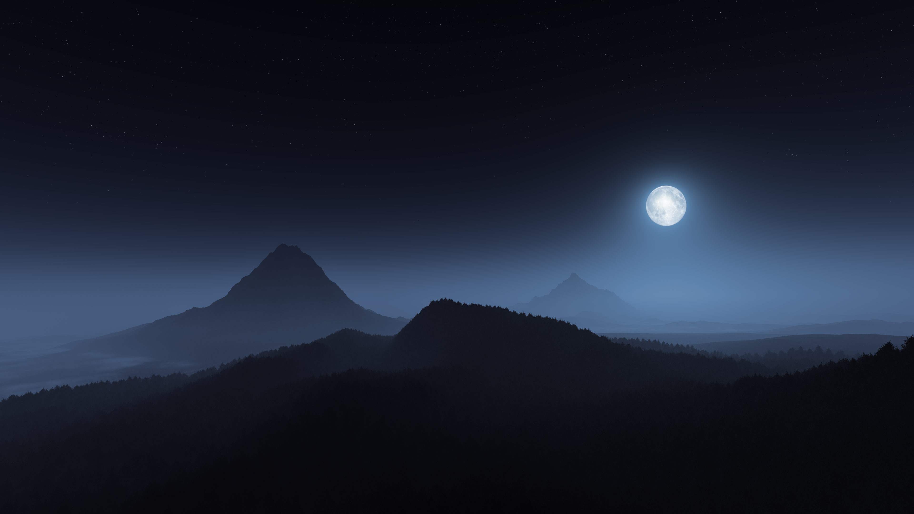 Hypnoshot Digital Digital Art Illustration Artwork Render Landscape Night Nightscape Nature Moon Mou 3840x2160