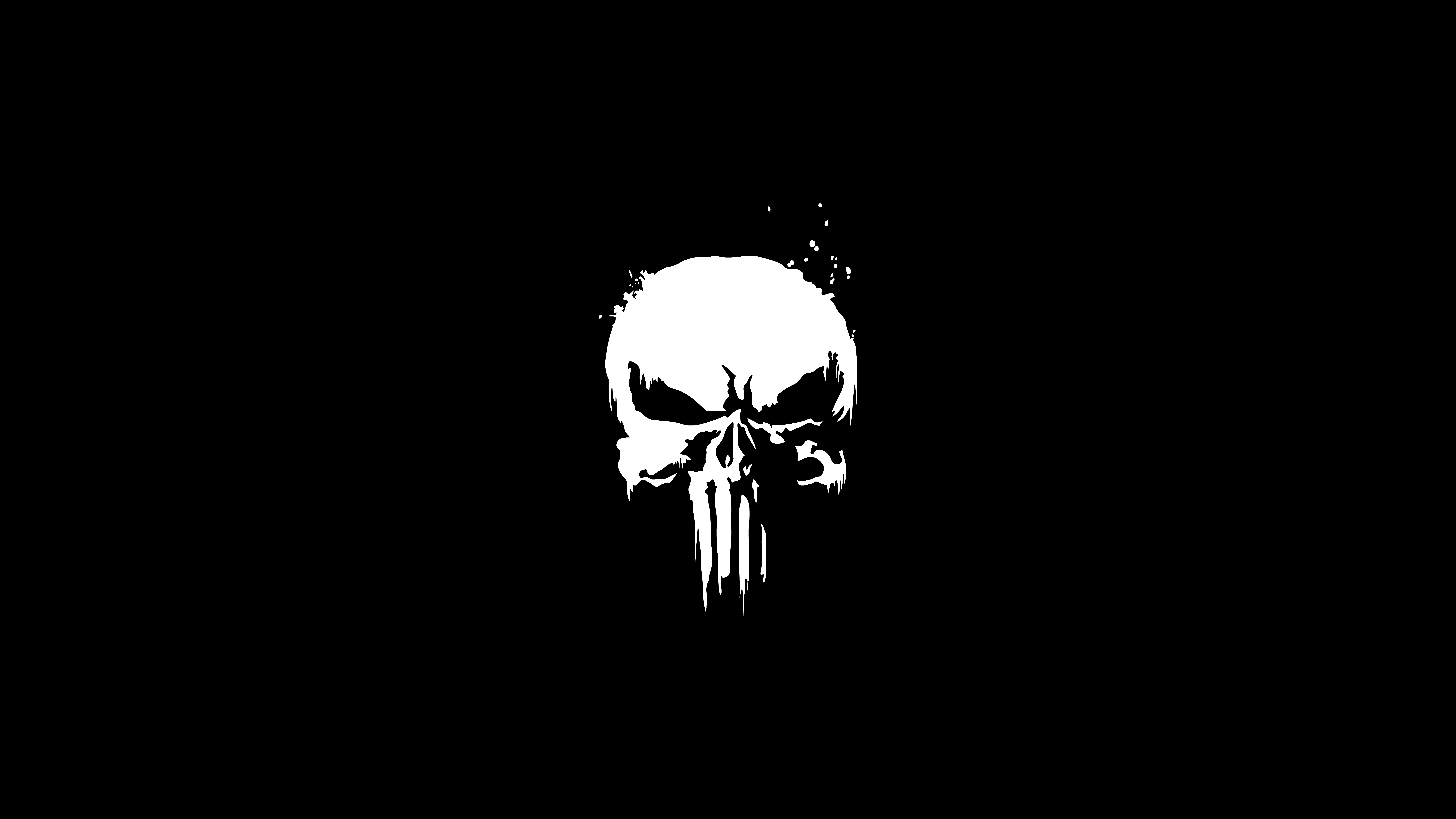 The Punisher Marvel Comics Skull Face Logo Simple Background Minimalism Black Background 9216x5184