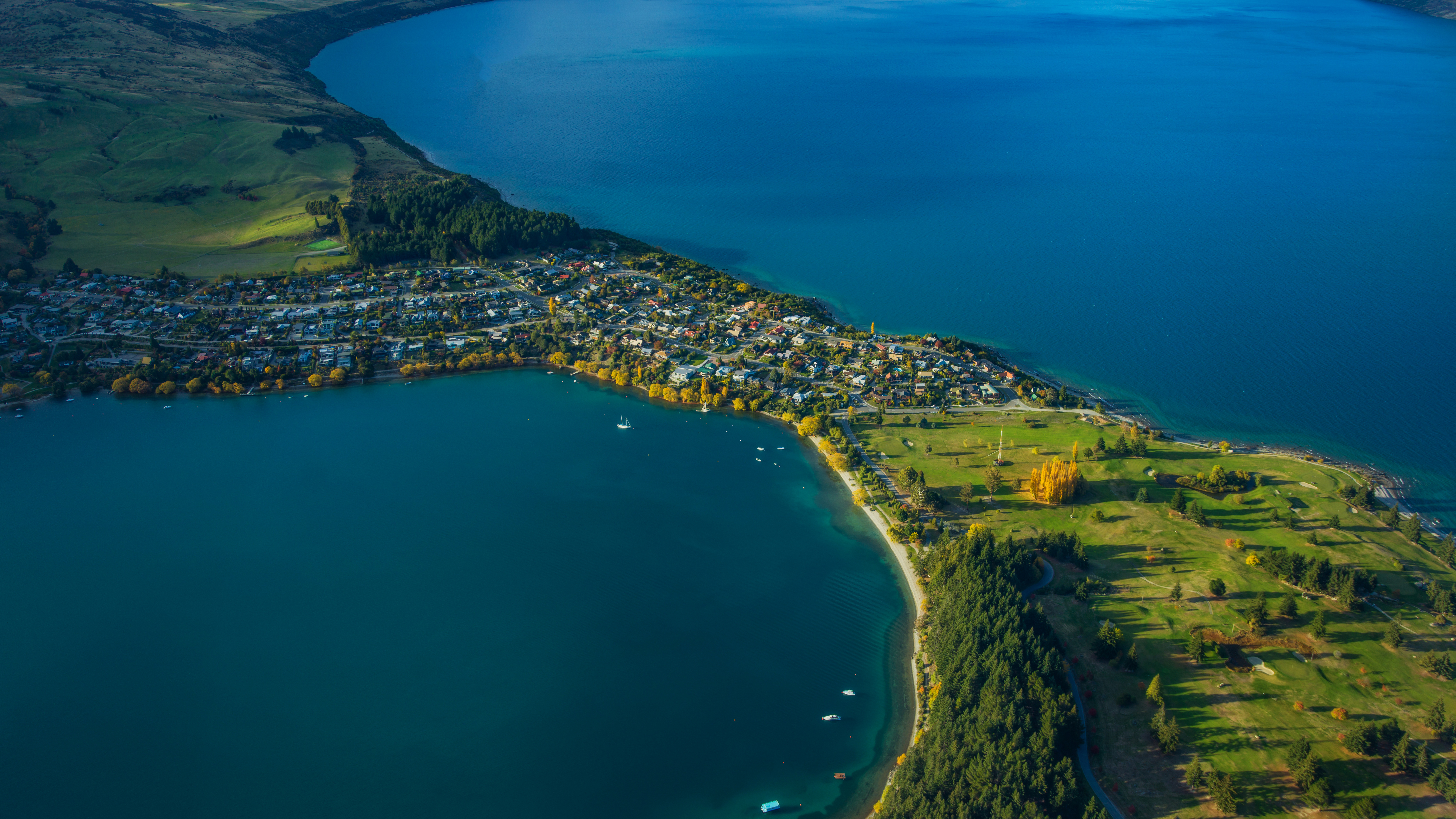 Photography Trey Ratcliff Landscape Cityscape New Zealand Queenstown Water Field Trees 7680x4320