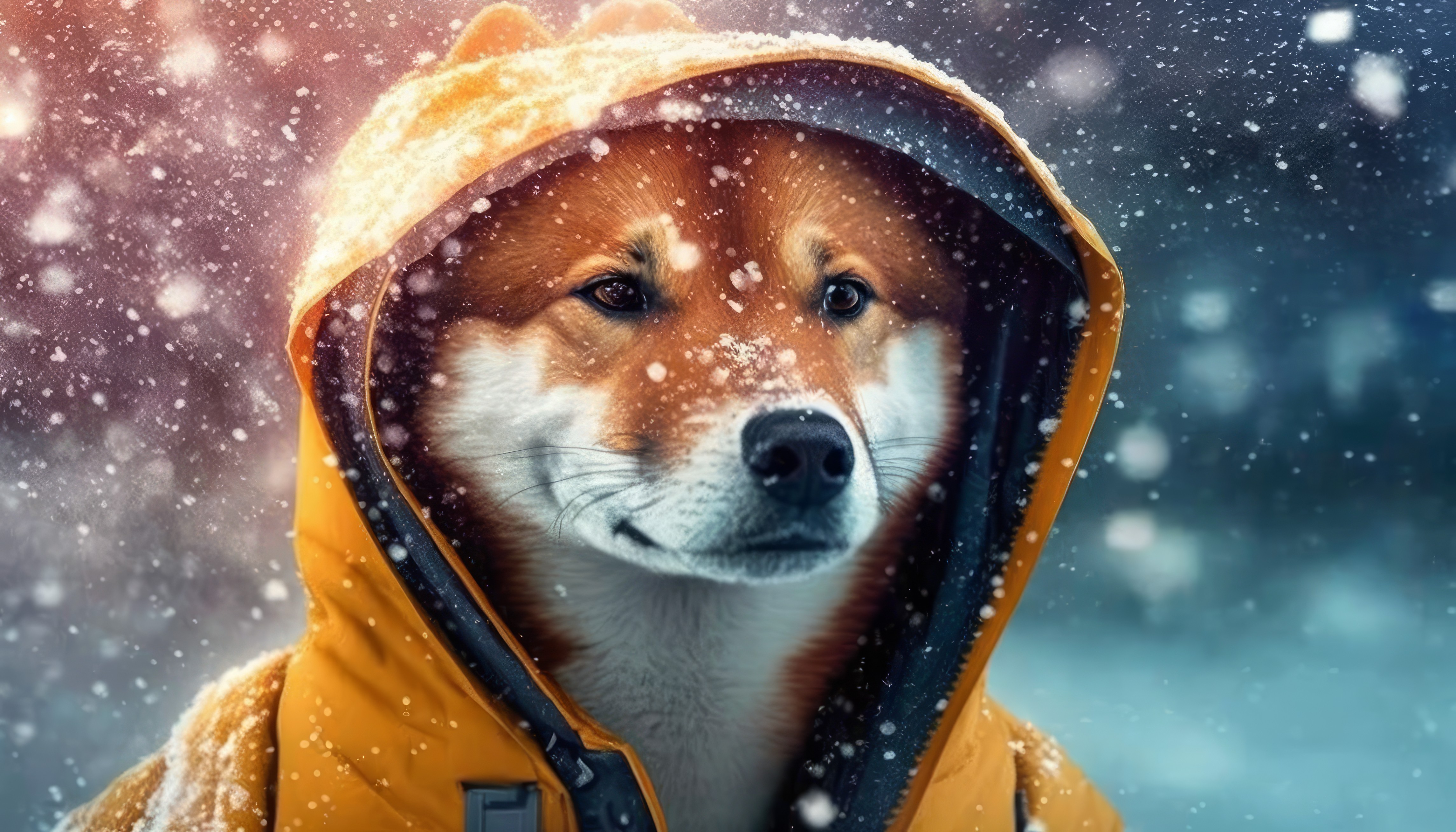 Ai Art Dog Shiba Jacket Winter Snow Animals 4579x2616