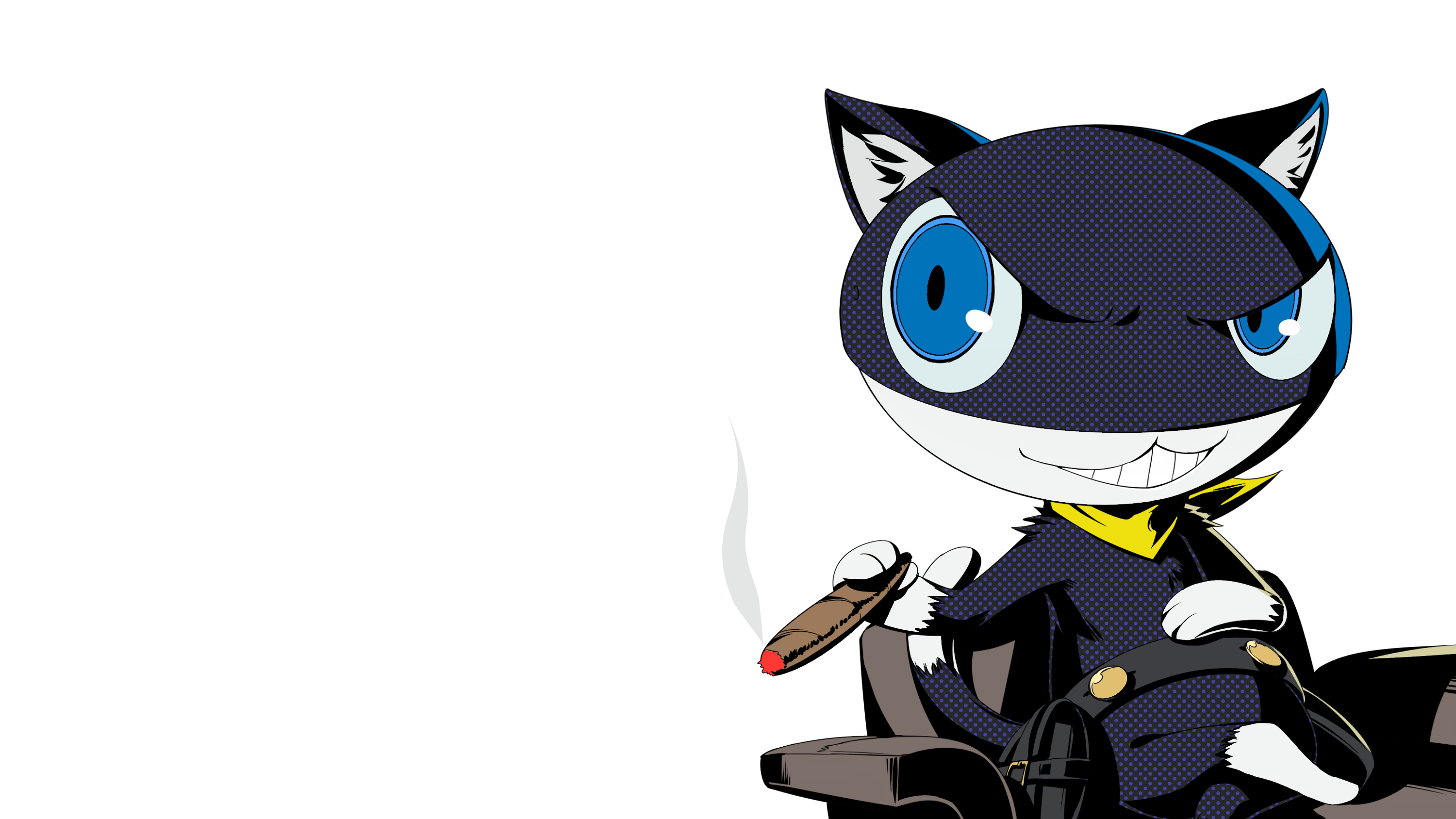 Persona 5 Persona 5 Royal Anime Creatures Morgana Simple Background Cigars Minimalism Scarf 3000x1688