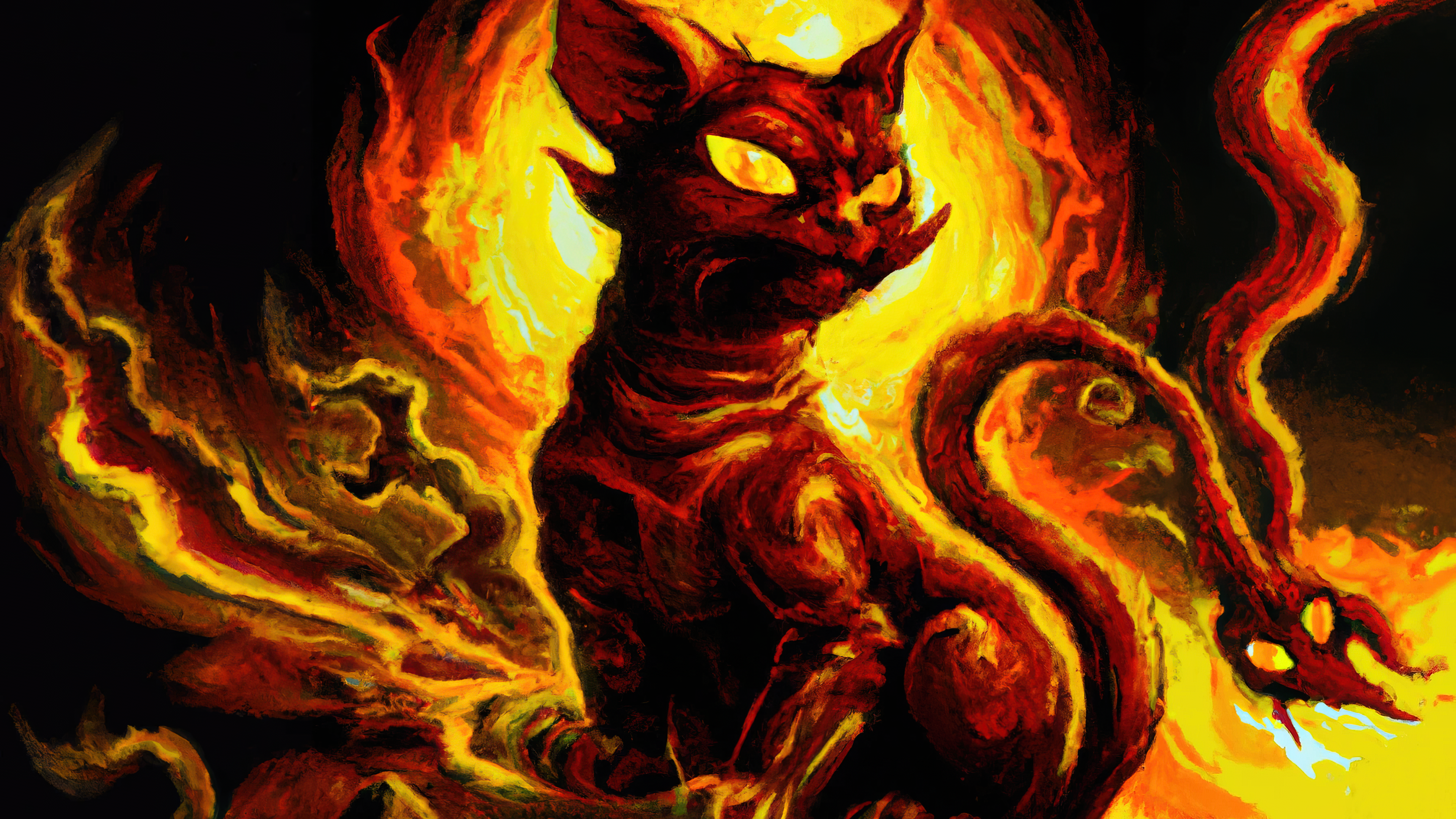 Ai Art Ai Painting Painting Cats Demon Dark Fantasy Art Horror 3840x2160