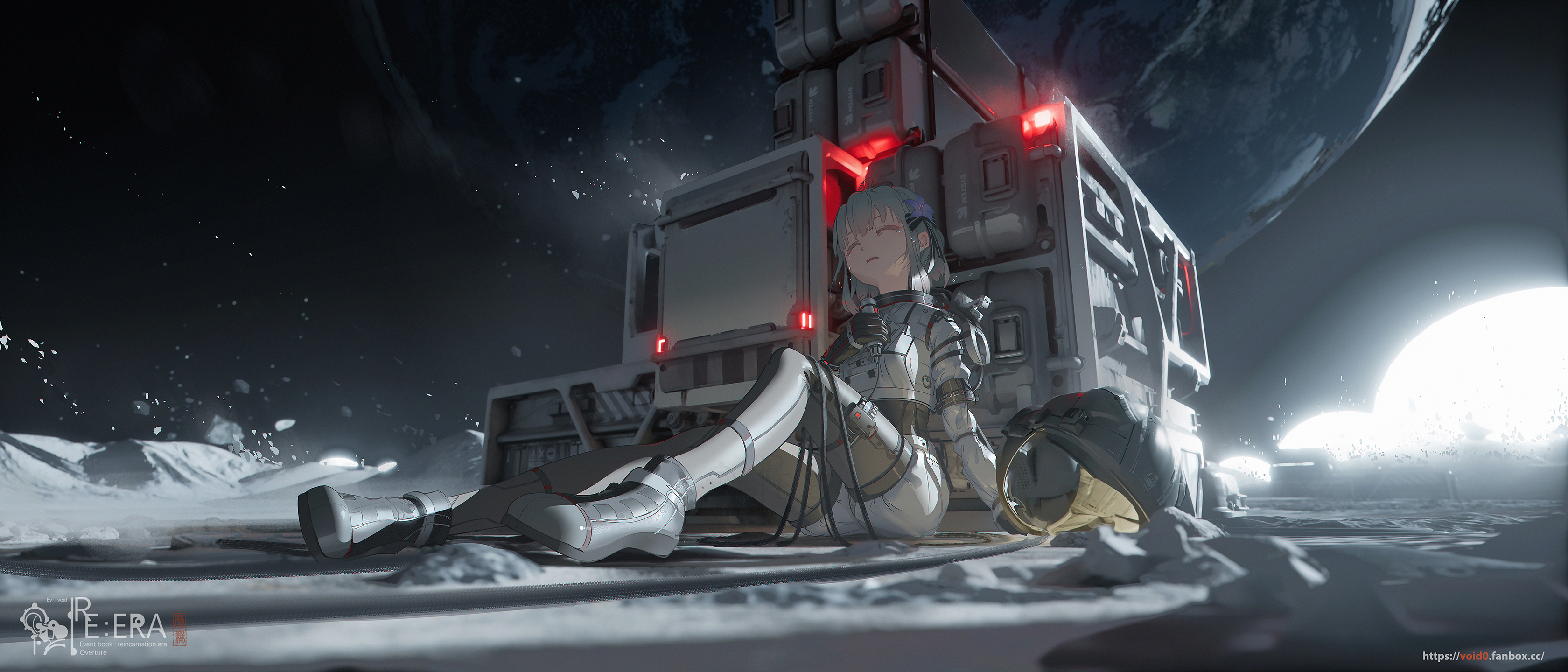 Anime Girls Void 0 Science Fiction The Wandering Earth 2 Closed Eyes Space Tears Crying Helmet 3360x1440