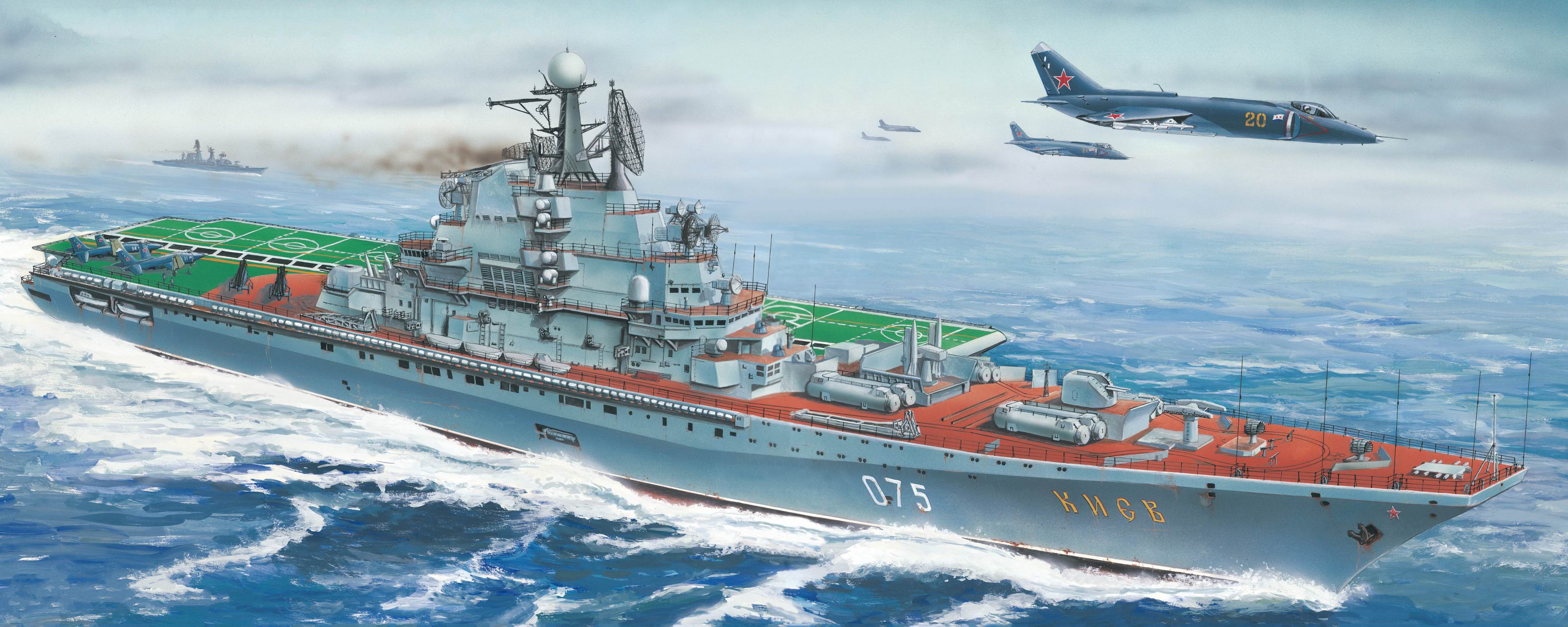 Warship Aircraft Military Sea Sky Army Army Gear Aircraft Carrier Russian Navy 3642x1458
