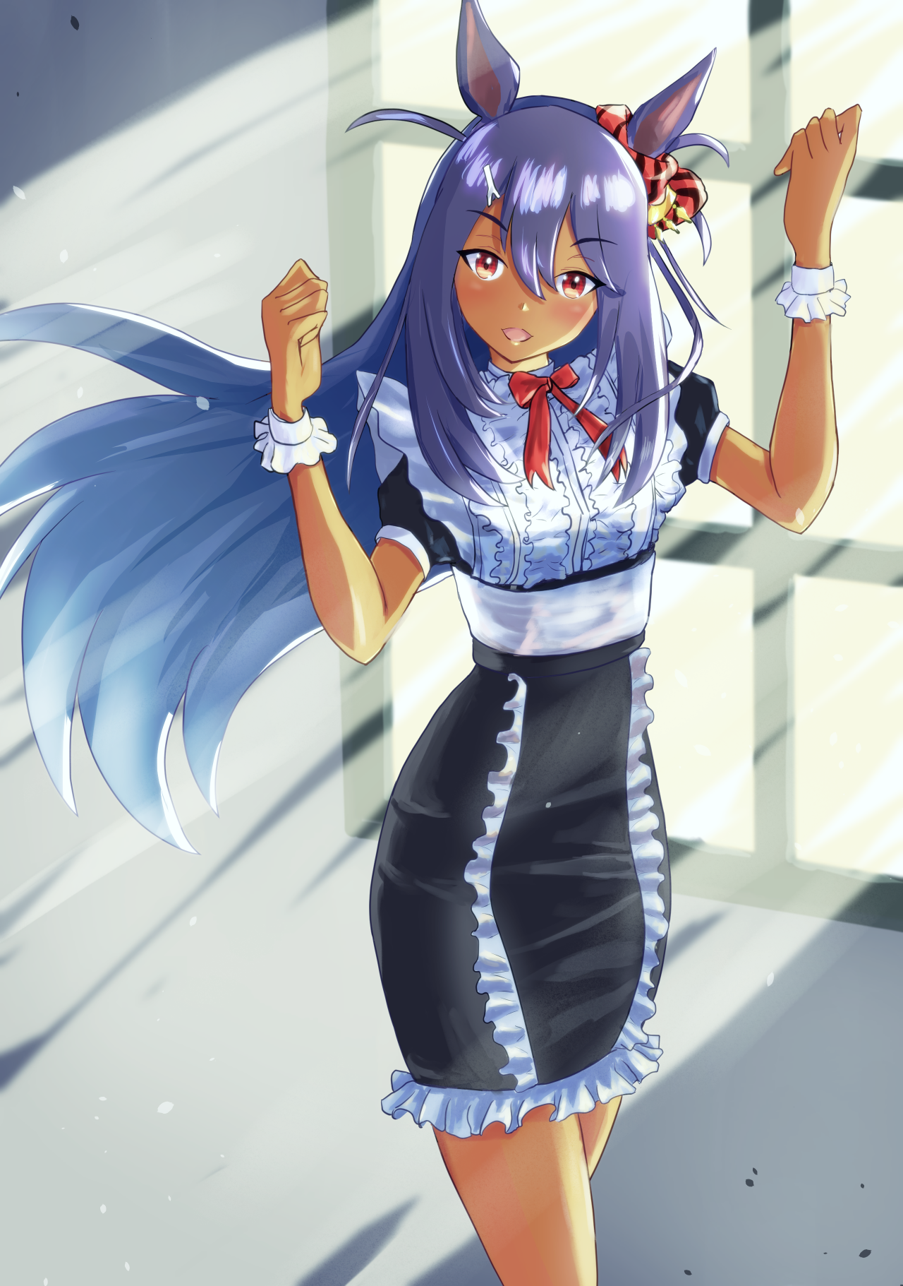 Anime Anime Girls Hishi Amazon Uma Musume Long Hair Blue Hair Uma Musume Pretty Derby Horse Girls An 1280x1821