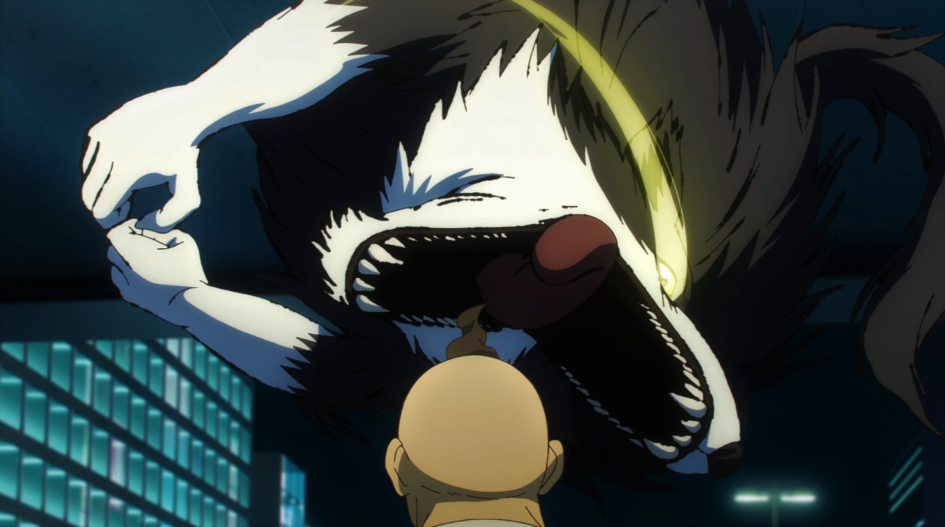 Jujutsu Kaisen Wolf Dog Teeth Bald Fighting Open Mouth Anime Anime Screenshot Animals Glowing Eyes 1920x1072
