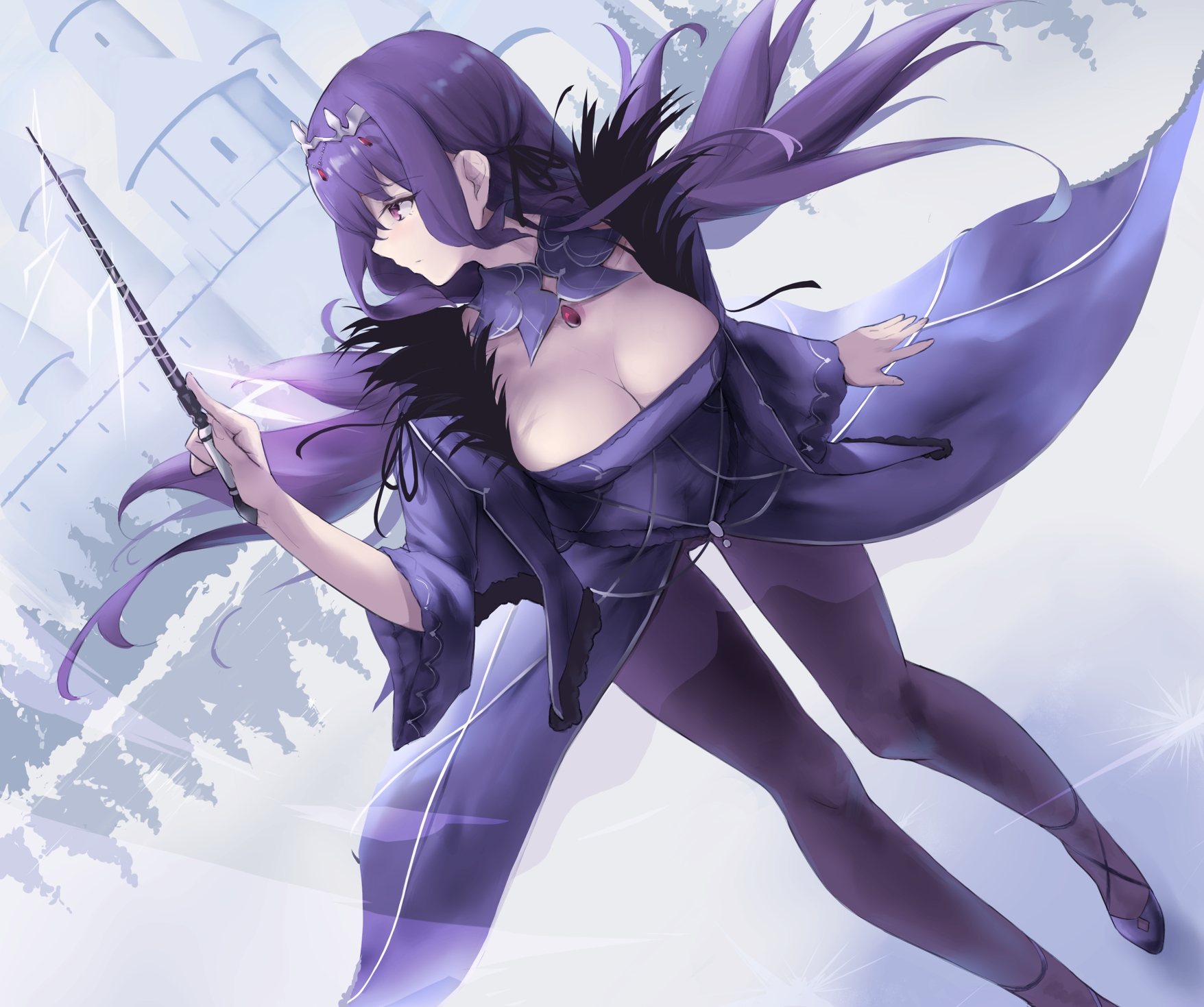 Anime Anime Girls Fate Series Fate Grand Order Solo Scathach Skadi Long Hair Purple Hair Artwork Dig 1756x1469