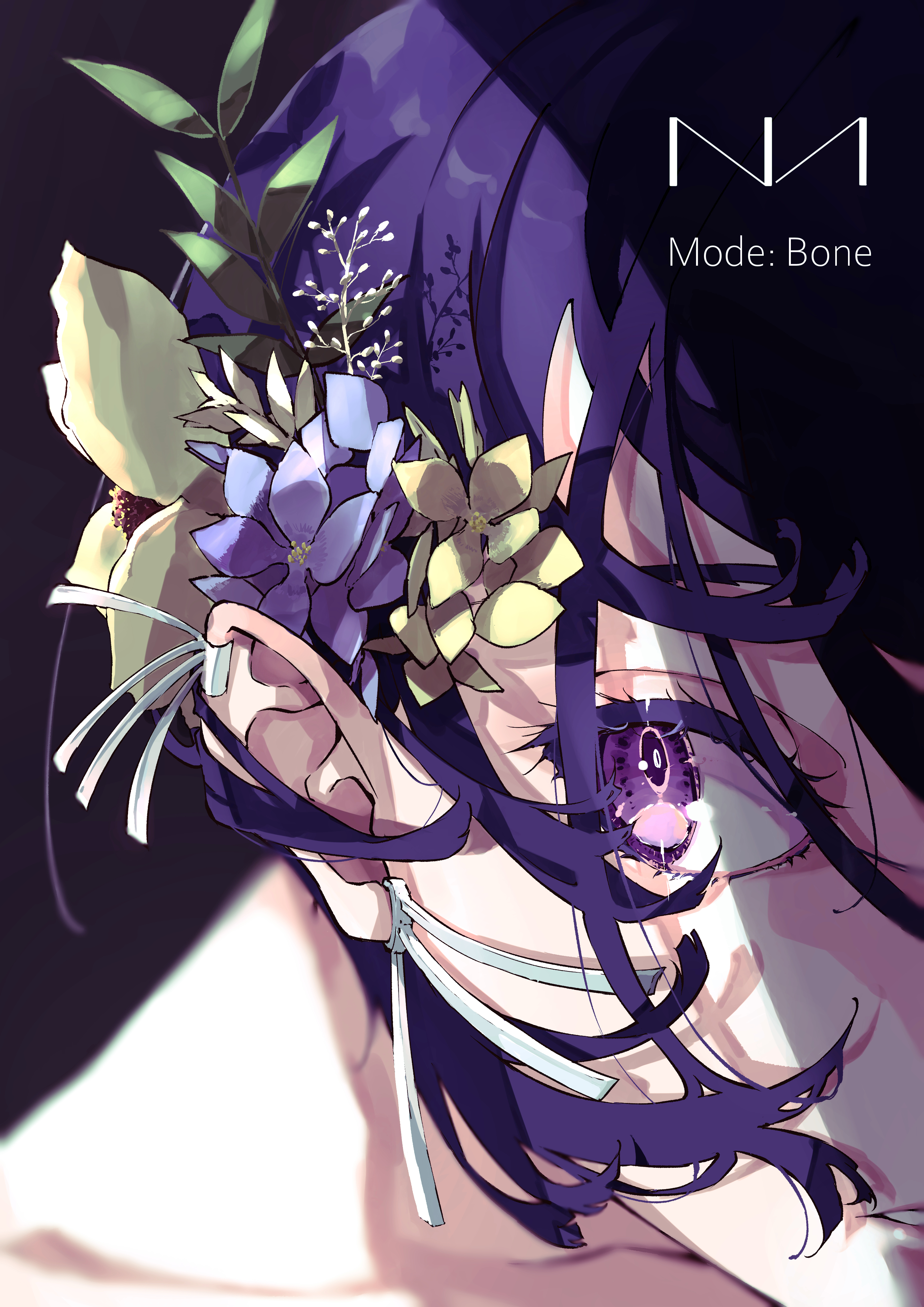 Nico Tina Minimalism Anime Girls Purple Hair Purple Eyes Flower In Hair 2894x4093