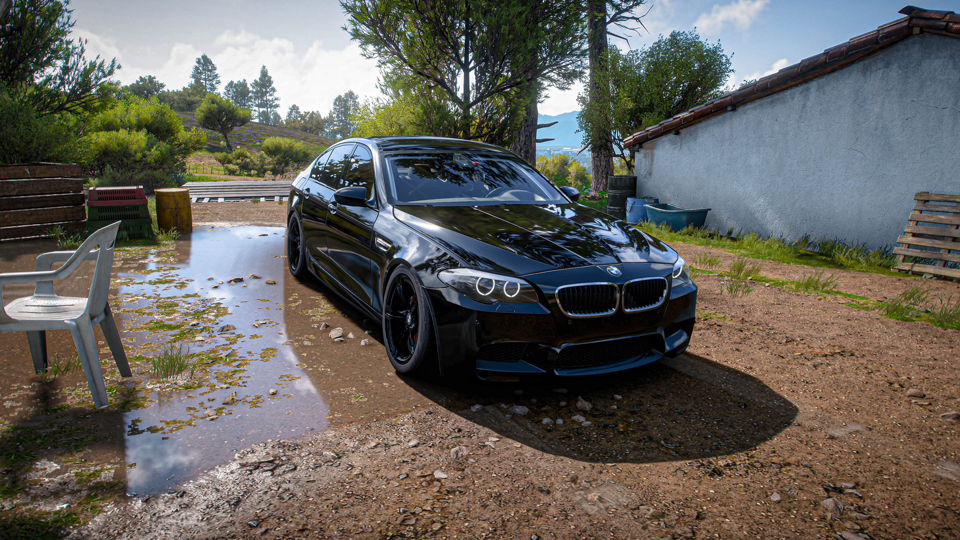 Forza Horizon 5 Forza Horizon Forza Car Vehicle BMW BMW M5 Drift Drift Cars Video Games Rain Forest  3840x2160