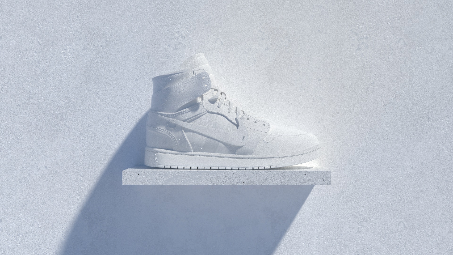 Air Jordan Nike Shoes White Background 3D White Sneakers 1920x1080