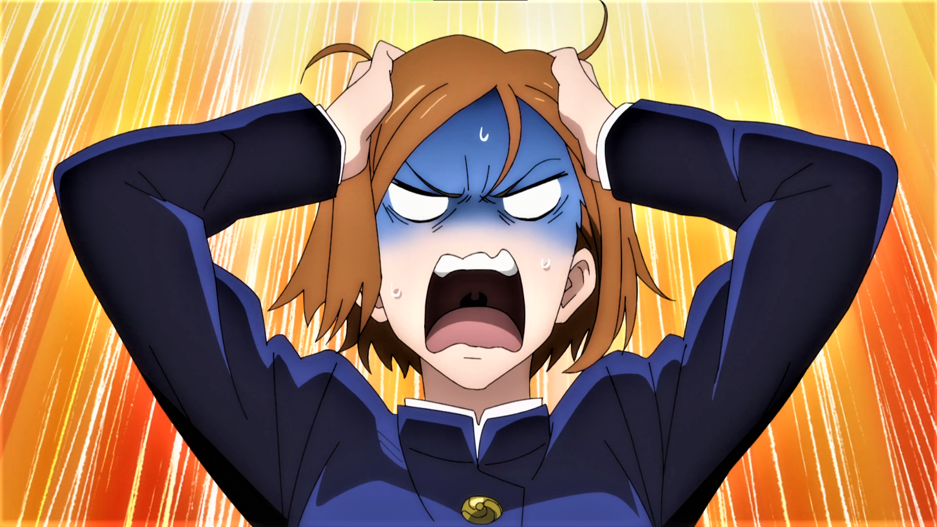 Jujutsu Kaisen Kugisaki Nobara Angry Uniform Anime Anime Screenshot Anime Girls Open Mouth 1920x1080