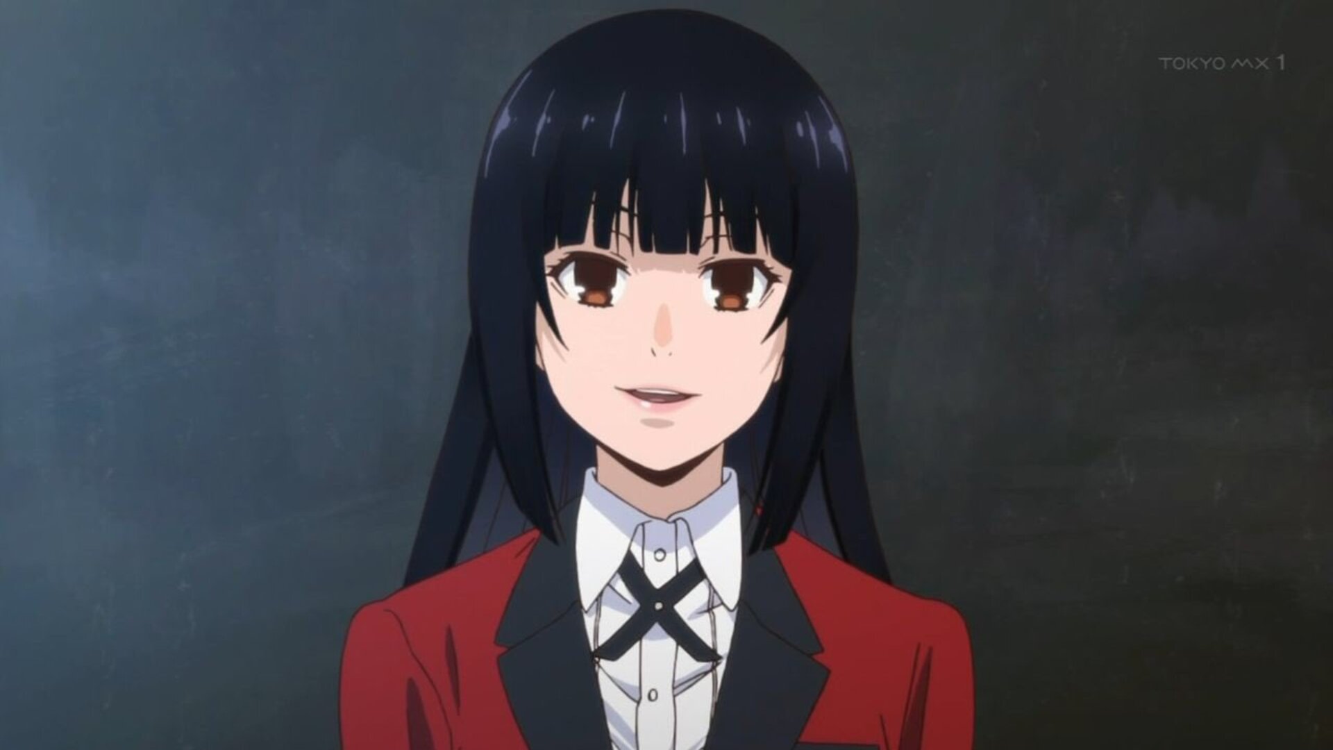 Anime Anime Girls Anime Screenshot Kakegurui Jabami Yumeko Long Hair Black Hair Solo Artwork Digital 1920x1080