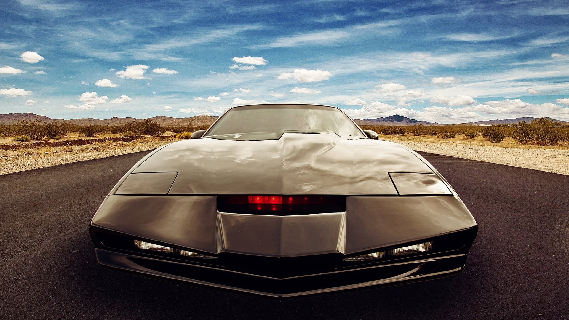 Knight Rider Sports Car TV Series Car K I T T 1980s Road Front Angle View 1920x1080