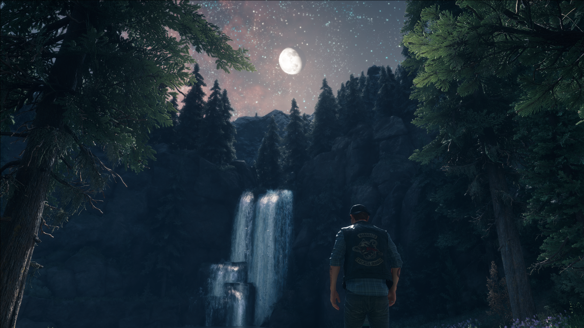 Days Gone Video Games Night Starscape Sky Video Game Man Trees Video Game Art Screen Shot Video Game 1920x1080