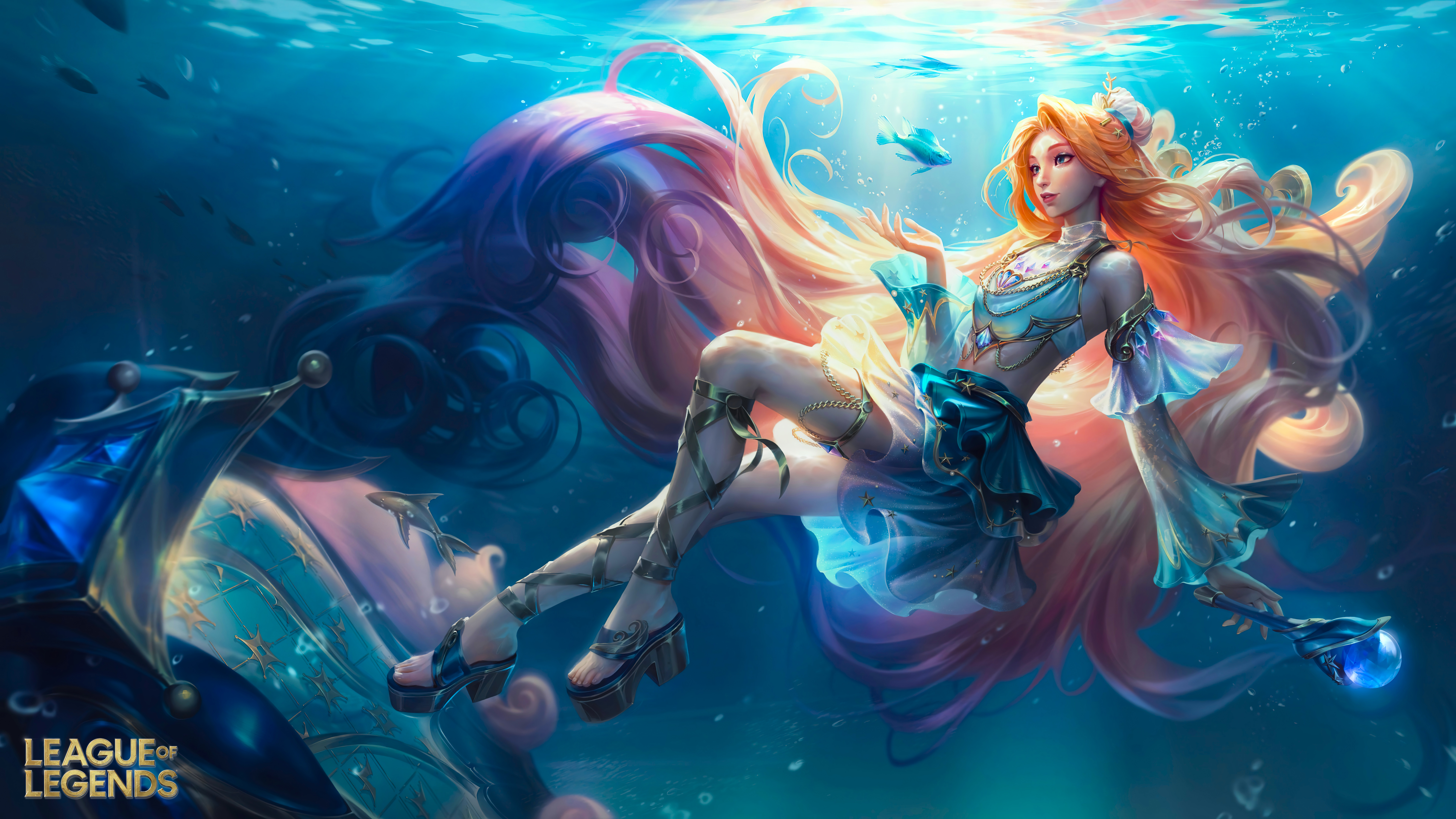Ocean Song Seraphine League Of Legends Support League Of Legends Supporters Prestige Edition Summer  7680x4320