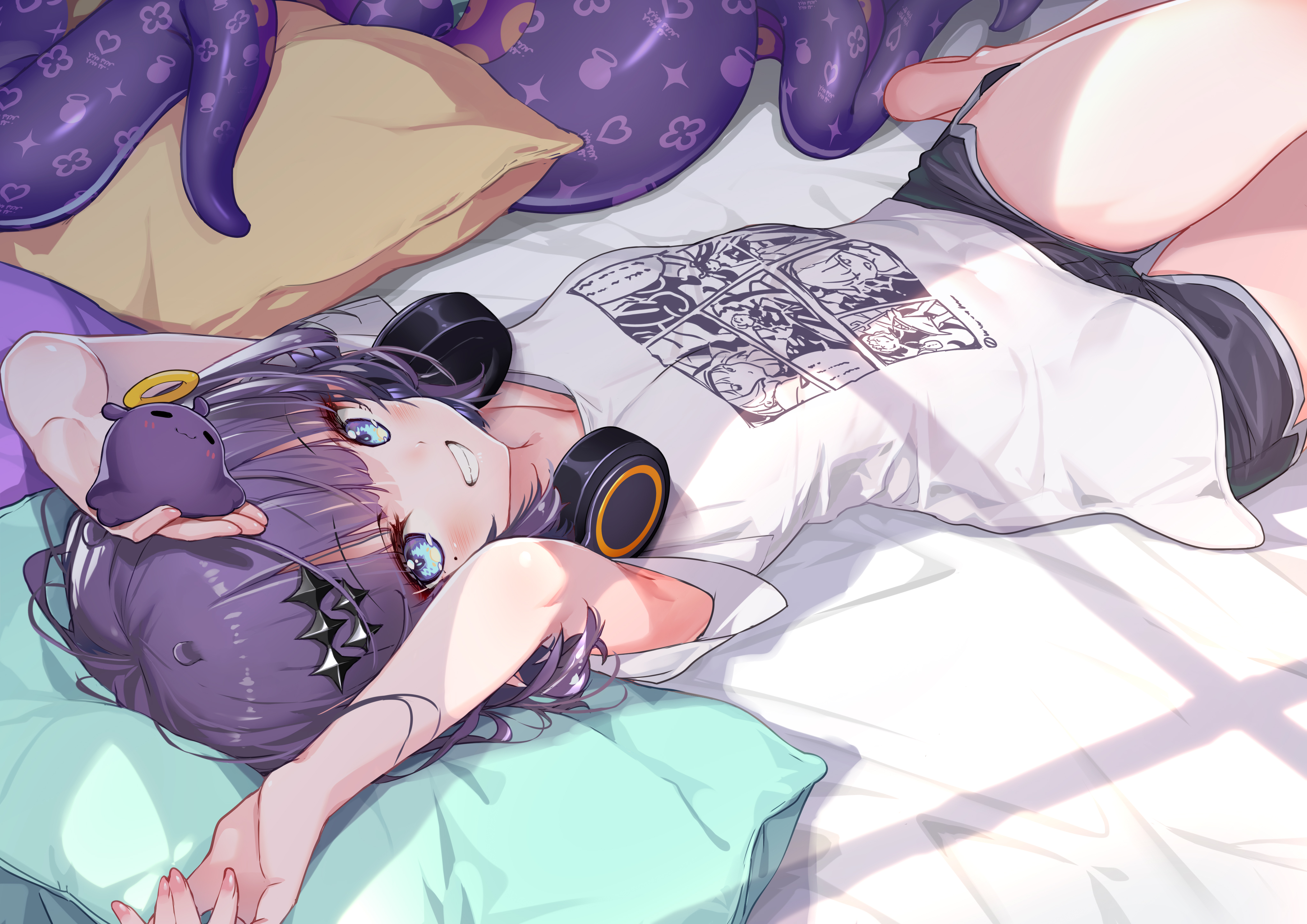 Anime Anime Girls Ninomae Inanis Hololive White Spider Artist Bed Virtual Youtuber Pillow Looking At 4093x2894