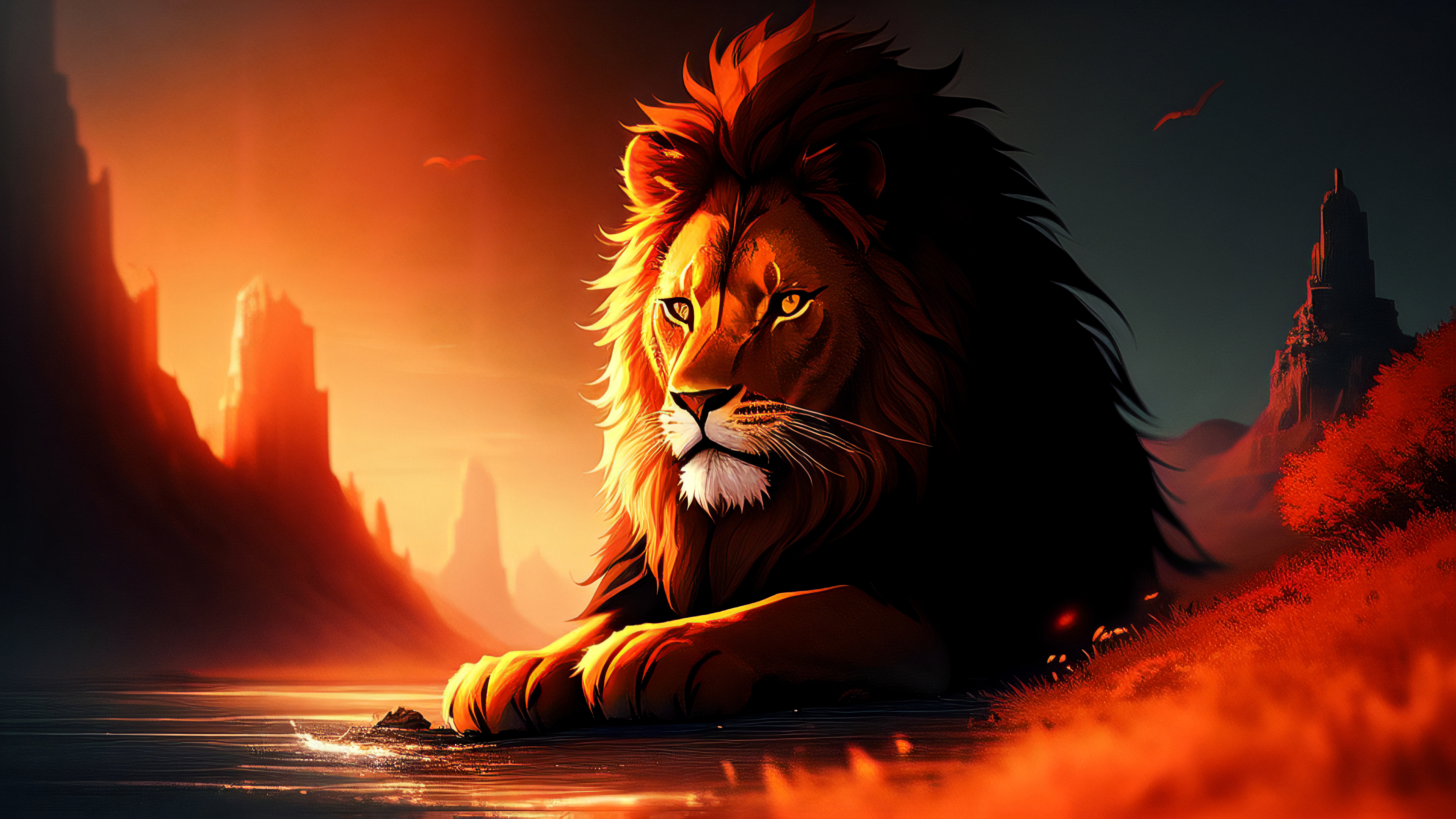 Stable Diffusion 4K Ai Art Lion Digital Art Illustration Animals 3840x2160