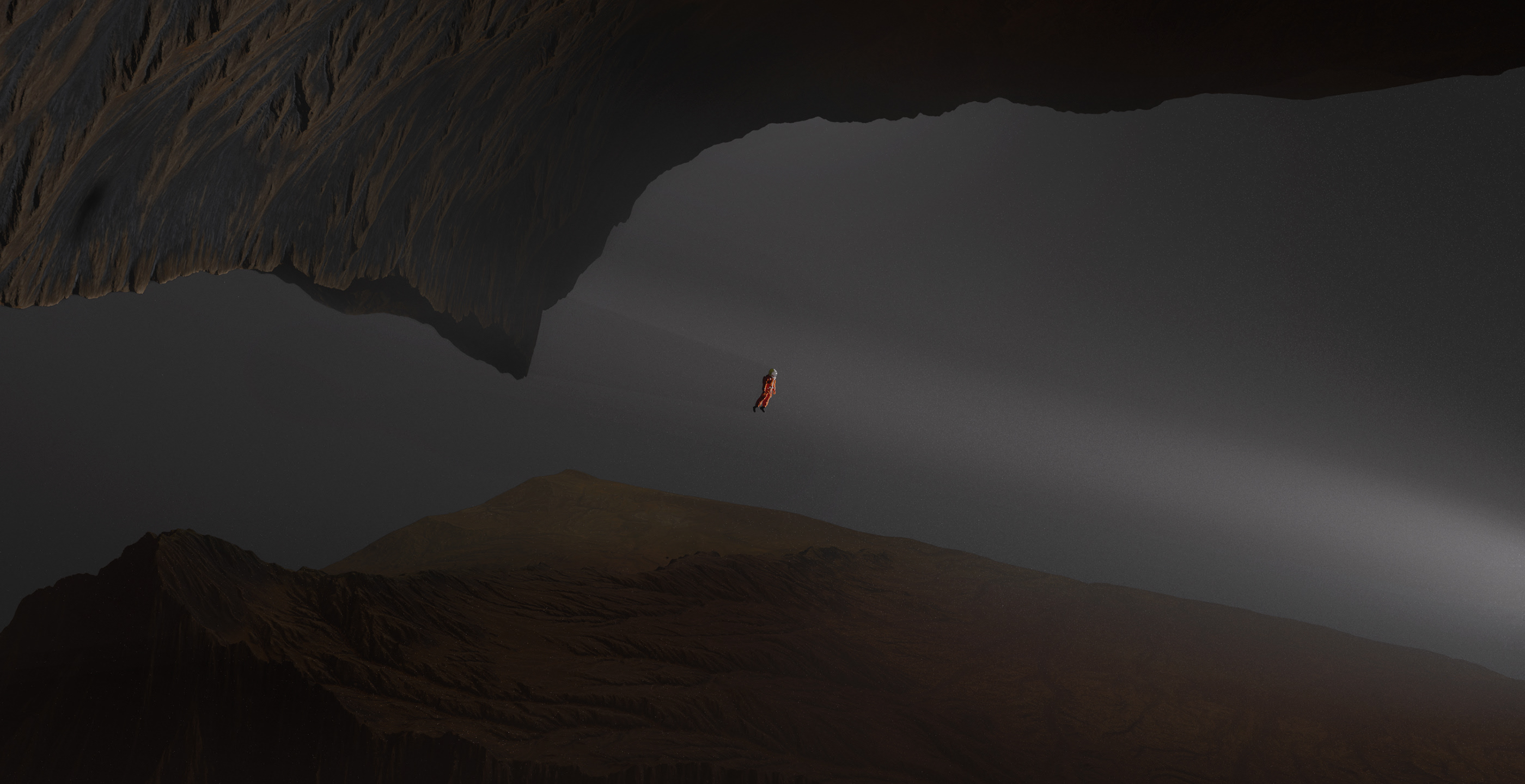 Digital Digital Art Artwork Illustration 3D Science Fiction Cave Nature Astronaut Spacesuit Rock For 2800x1440
