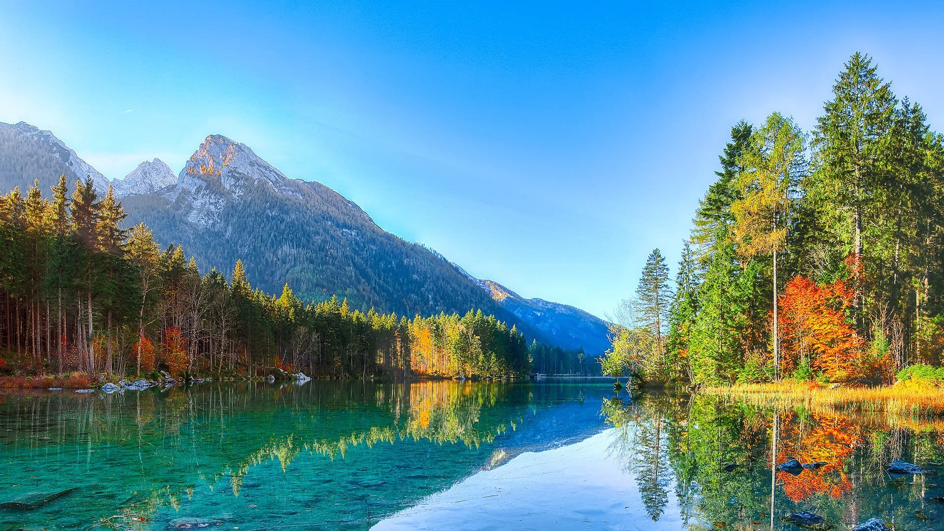 Landscape Water River Trees Mountains Forest Fall Nature Germany Reflection 1920x1080