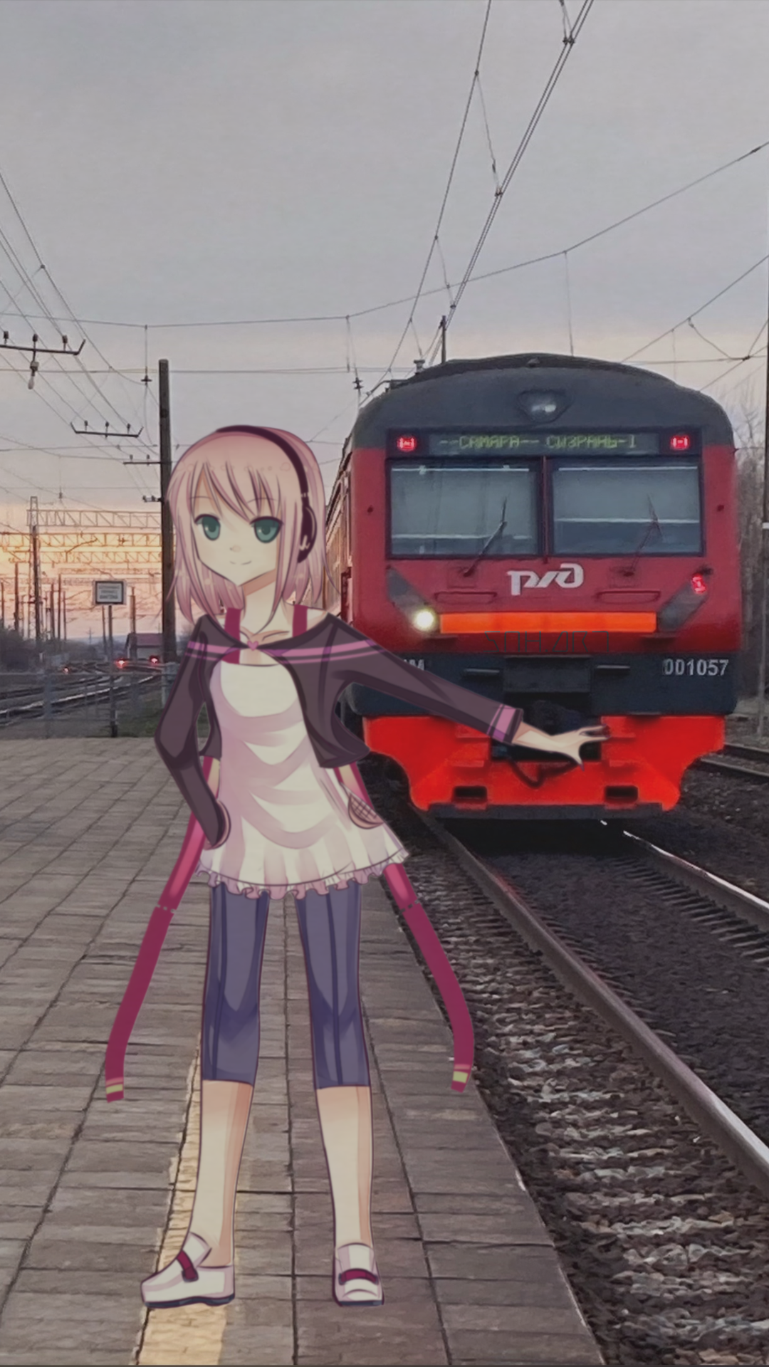 Animeirl Train Station Railway Suburb Russia Anime Girls Portrait Display Looking At Viewer 1080x1920