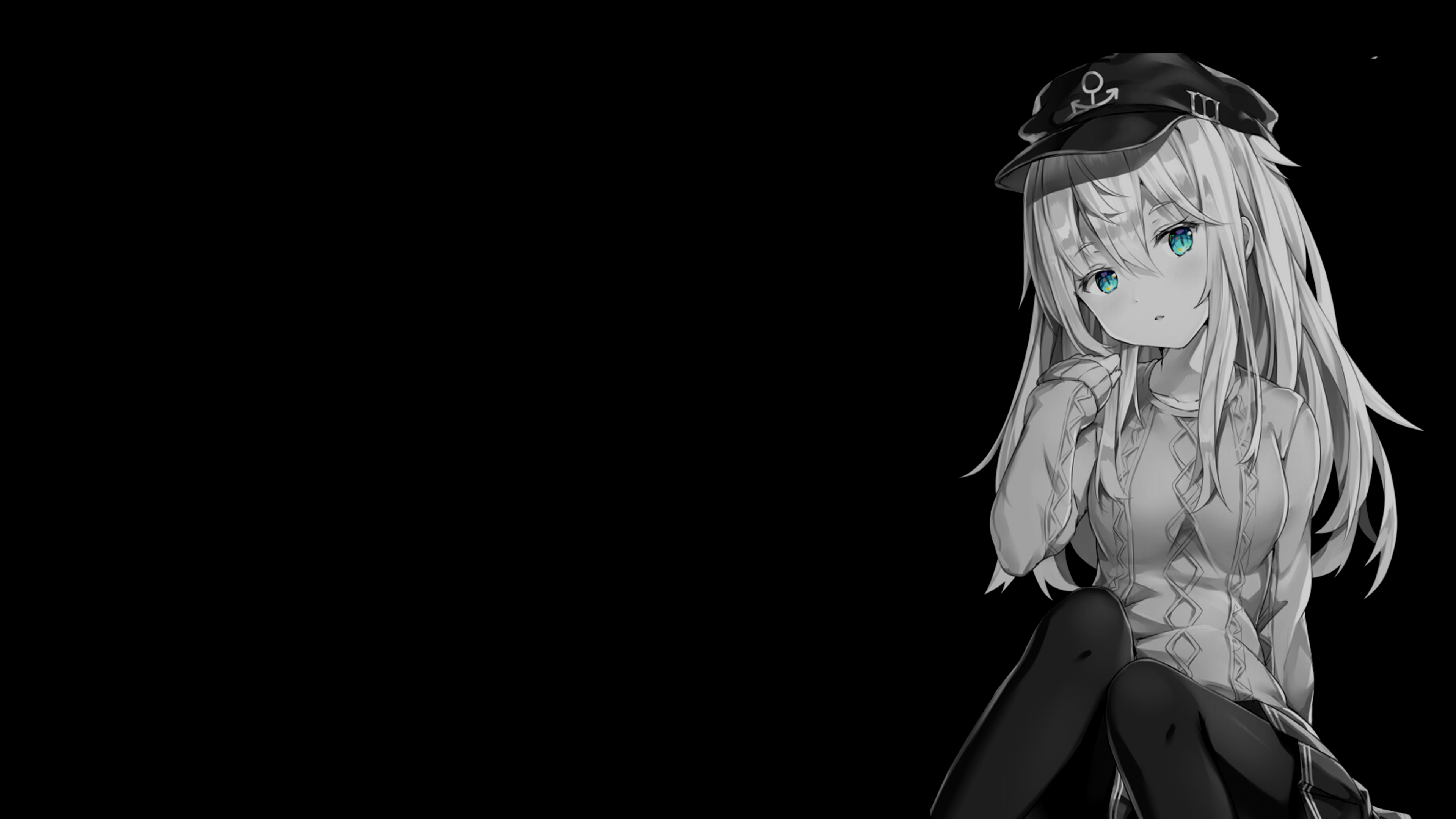 Selective Coloring Black Background Dark Background Simple Background Anime Girls Hibiki KanColle Ha 3840x2160