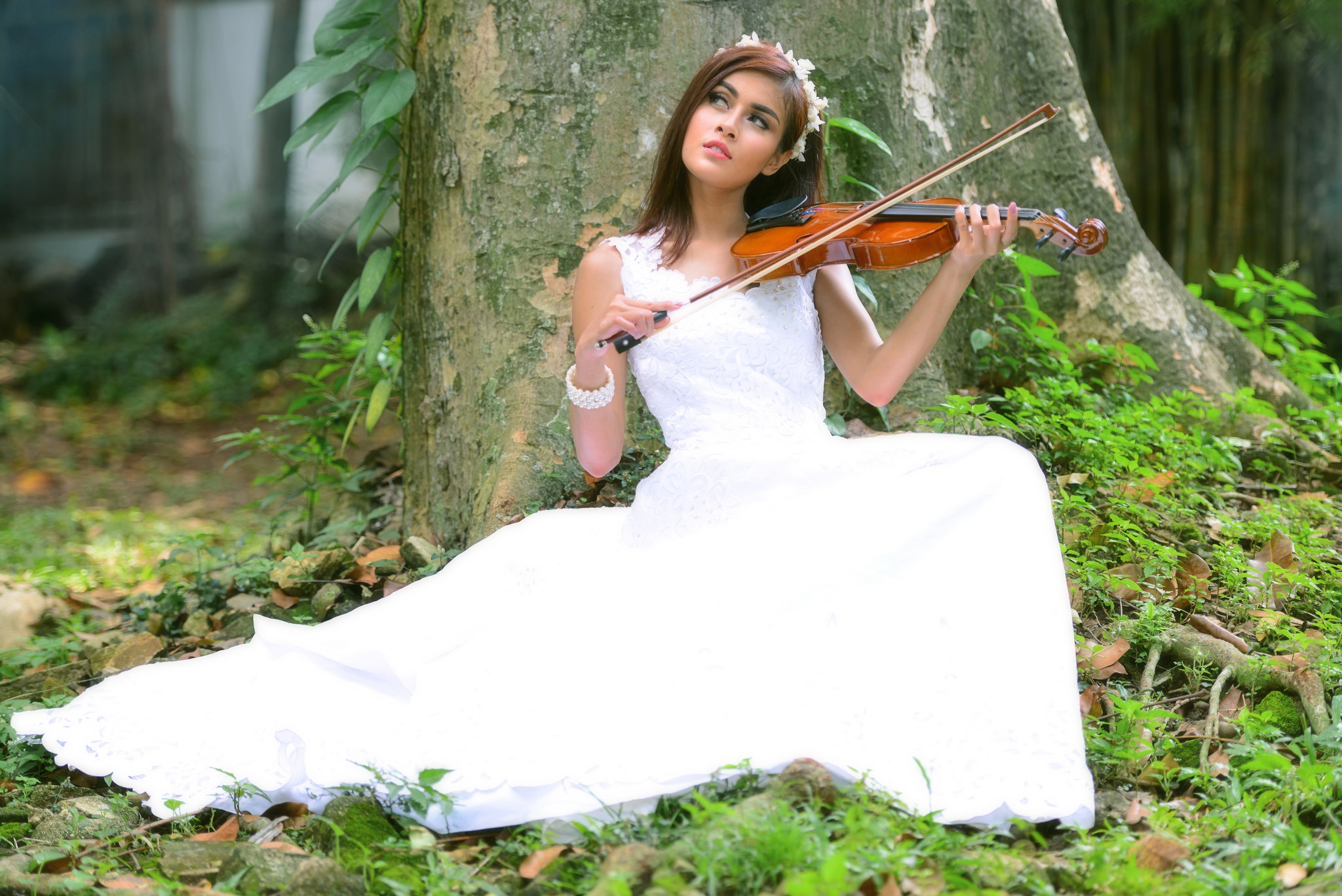 Wedding Dress White Dress Violin 2048x1367