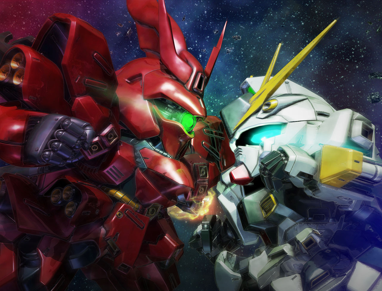 Anime Mechs Super Robot Taisen Mobile Suit Gundam Chars Counterattack Gundam Mobile Suit RX 93 V Gun 1280x975