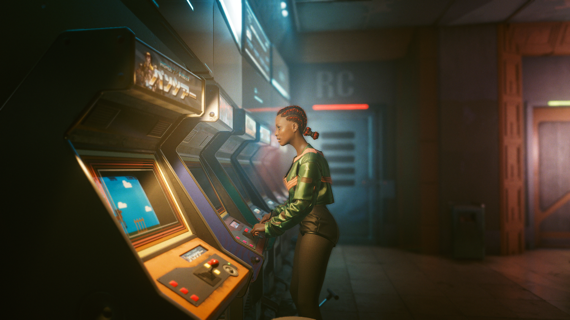 Cyberpunk 2077 CGi Arcade Cabinet Dark Skin Braided Hair Video Games Video Game Characters Video Gam 1920x1080