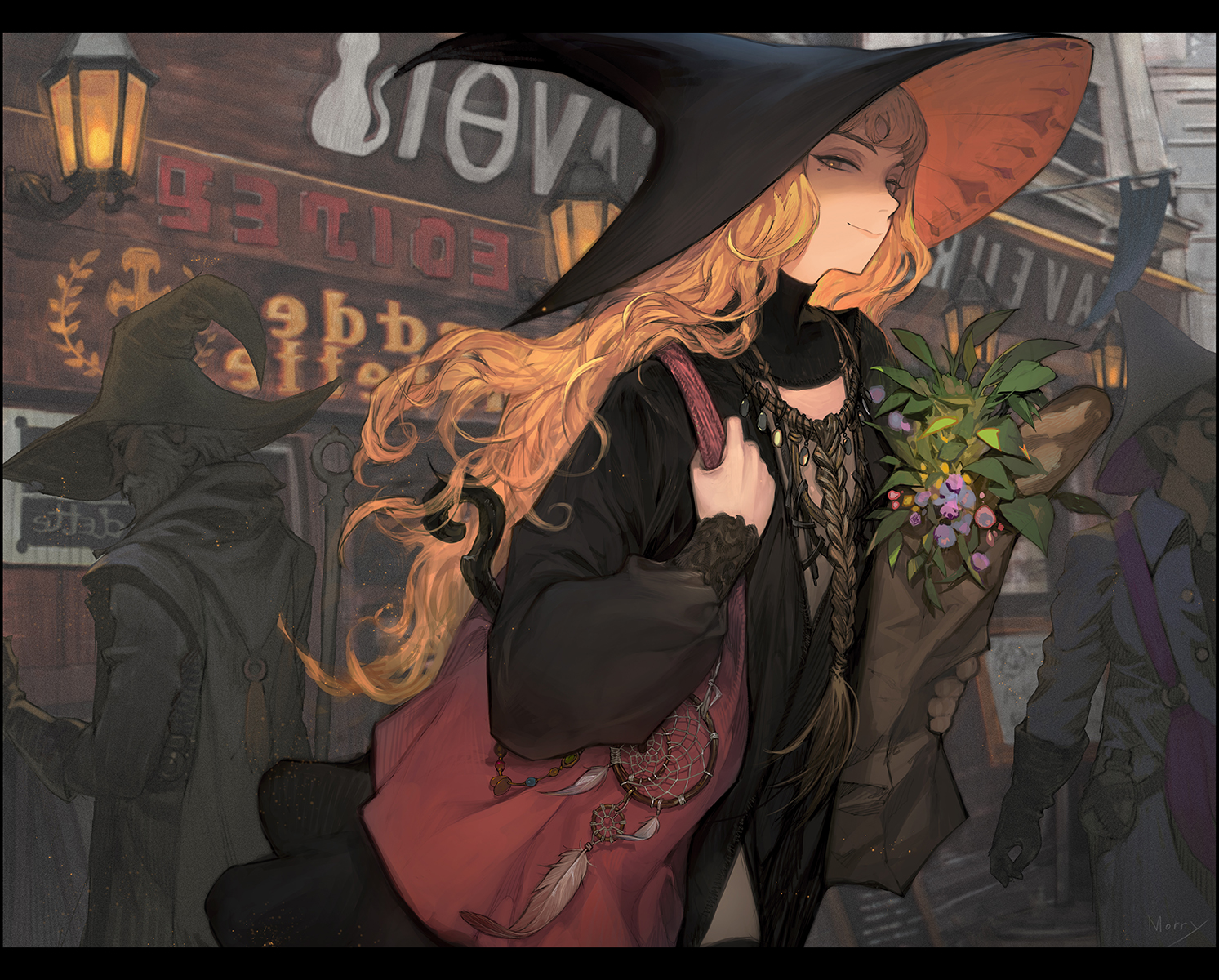 Anime Girls Long Hair Wizards Hat Witch Hat Hat Blonde 1493x1200