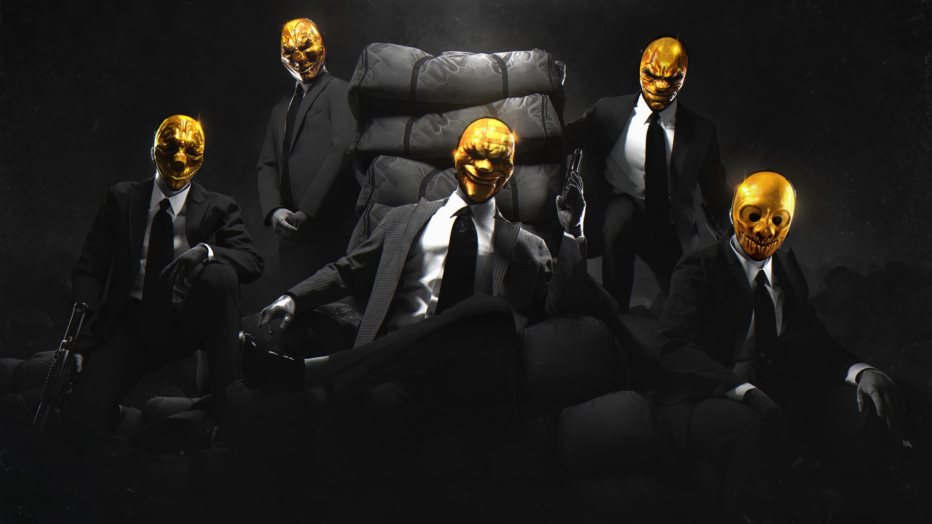 Mafia Payday 2 Payday The Heist Dark Pistol Mask Video Games Gun Suits Suit And Tie Video Game Chara 1920x1080