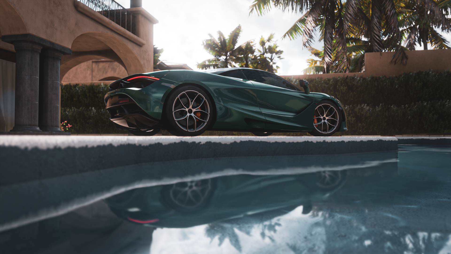Forza Horizon 5 McLaren 720S Video Game Art Car Video Games Swimming Pool 1920x1080