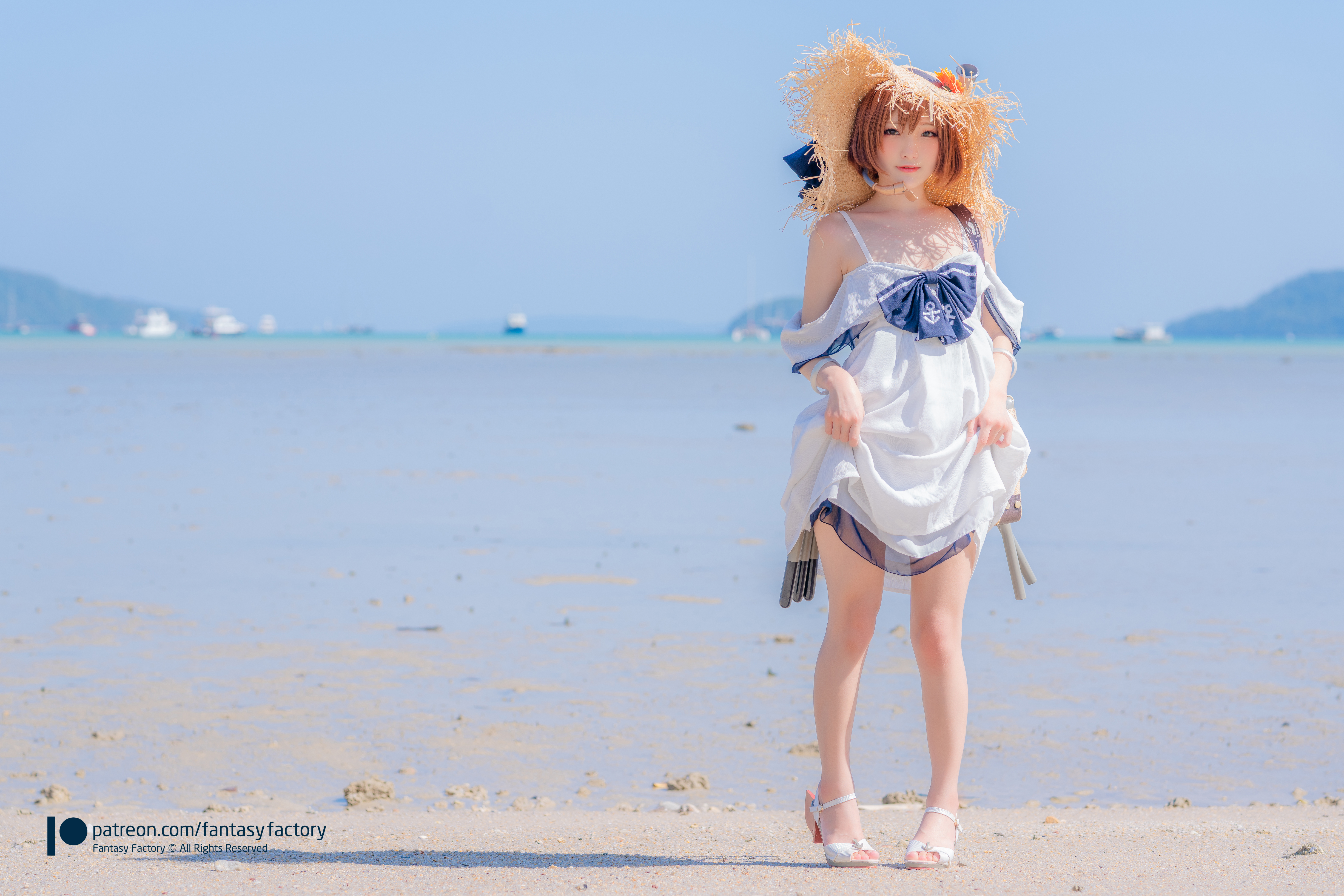 Women Model Asian Cosplay Yukikaze KanColle Kantai Collection Anime Anime Girls Straw Hat Dress Wome 7592x5064