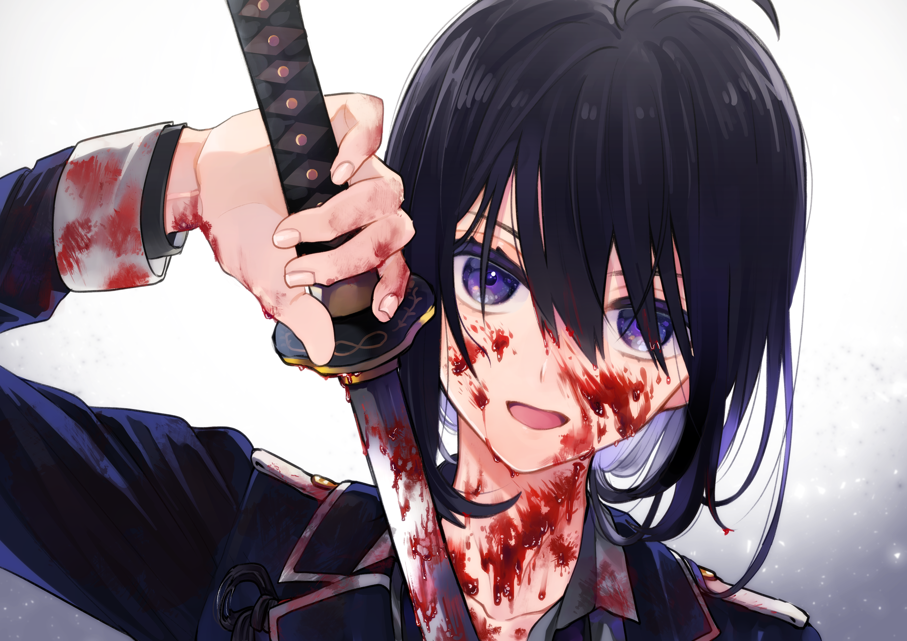 Black Hair Closeup Anime Boys Sword Katana Wallpaper - Resolution:3713X2623  - Id:1350424 - Wallha.Com