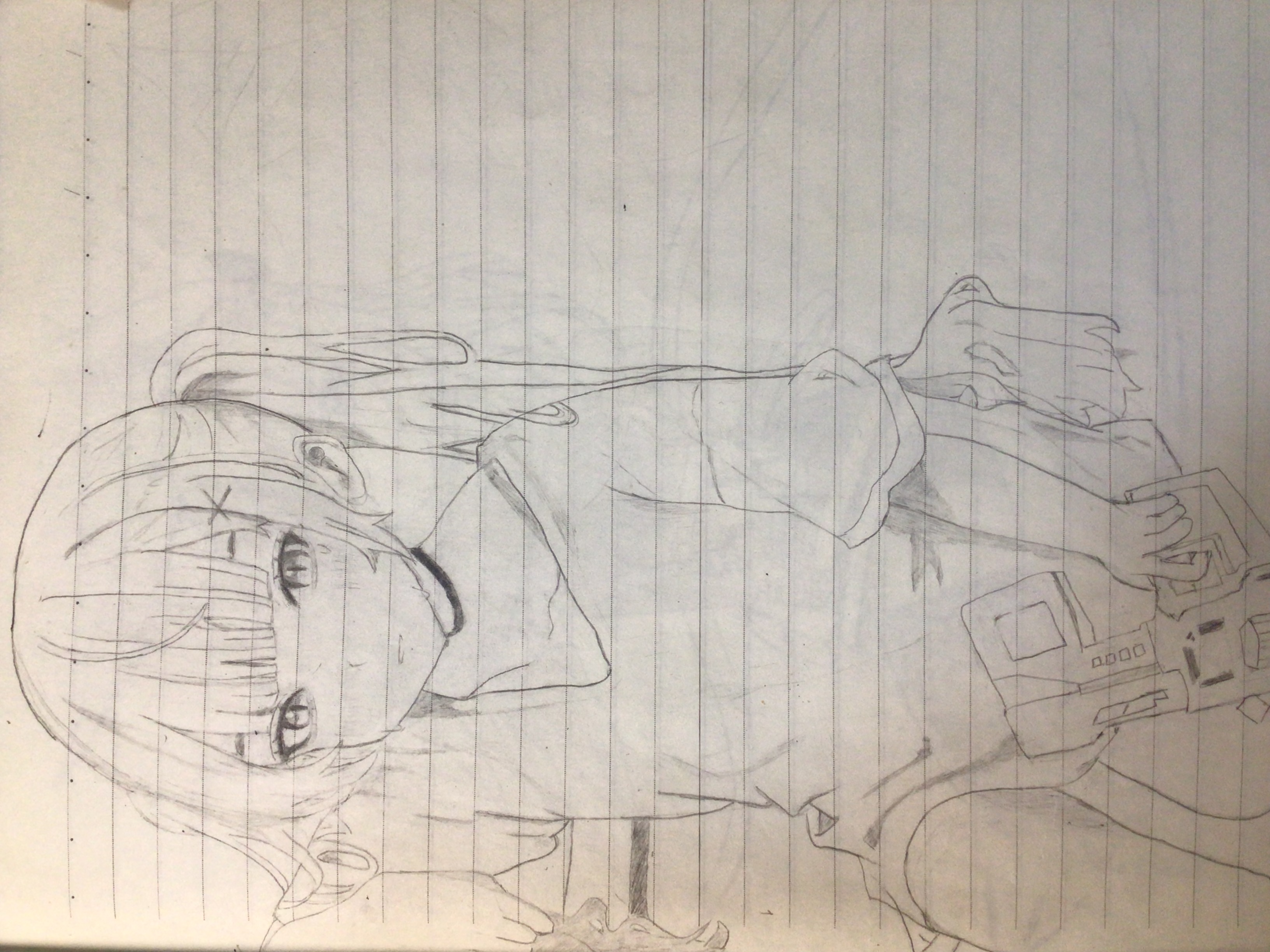 Anime Girls Water Guns Pencil Drawing Drawing Vertical 3264x2448
