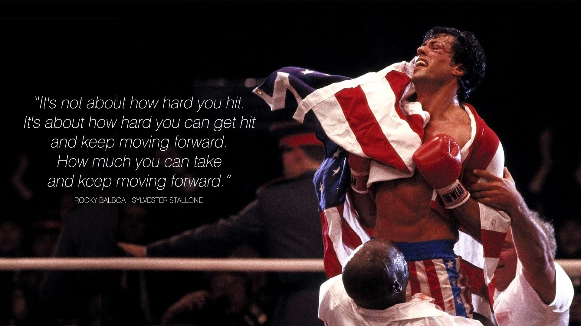 Rocky Movie Rocky Balboa Quote Sylvester Stallone Boxing Boxing Ring American Flag 1920x1080
