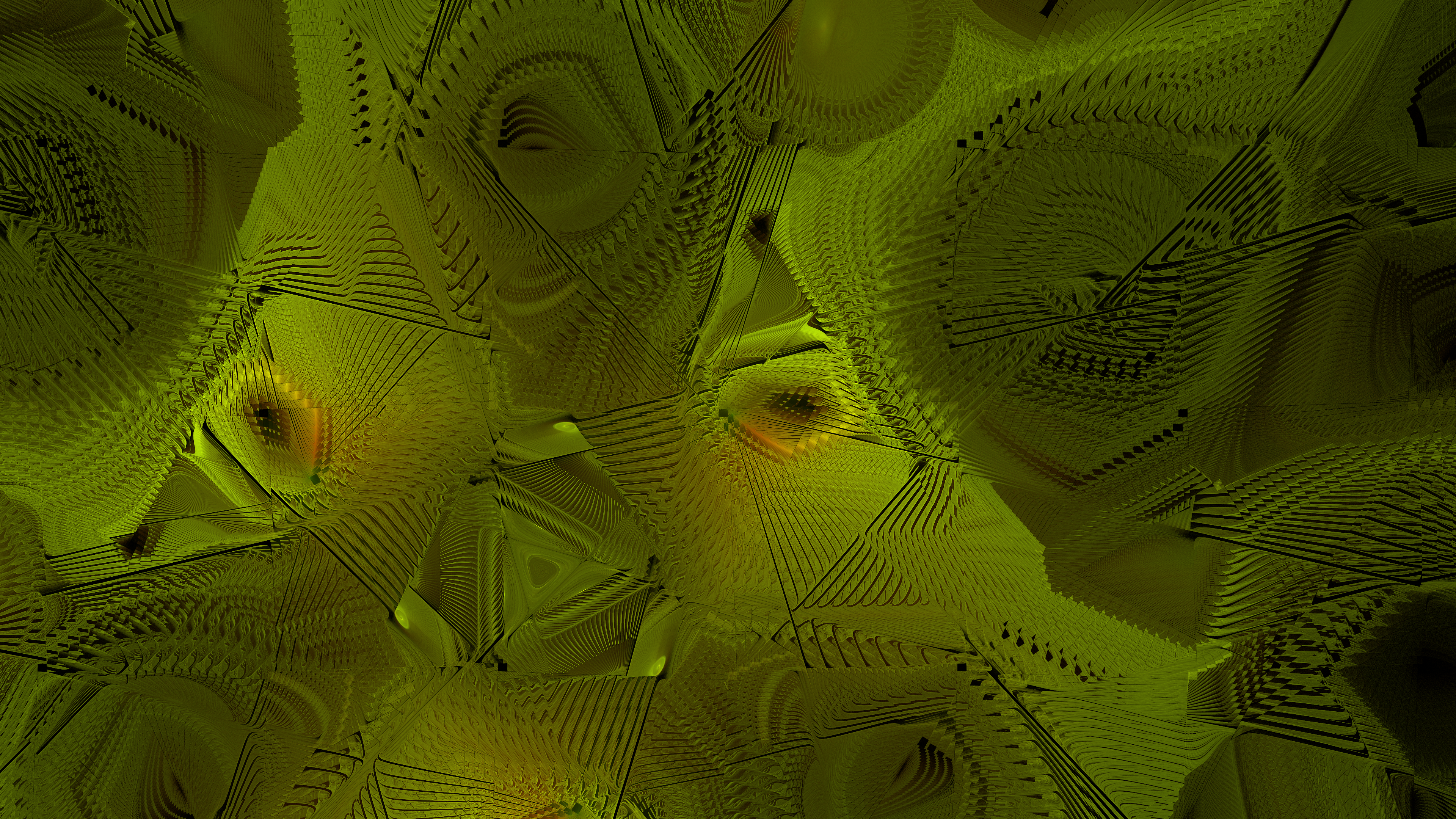Digital Art Fractal Flame Abstract 3D Abstract Green 3840x2160