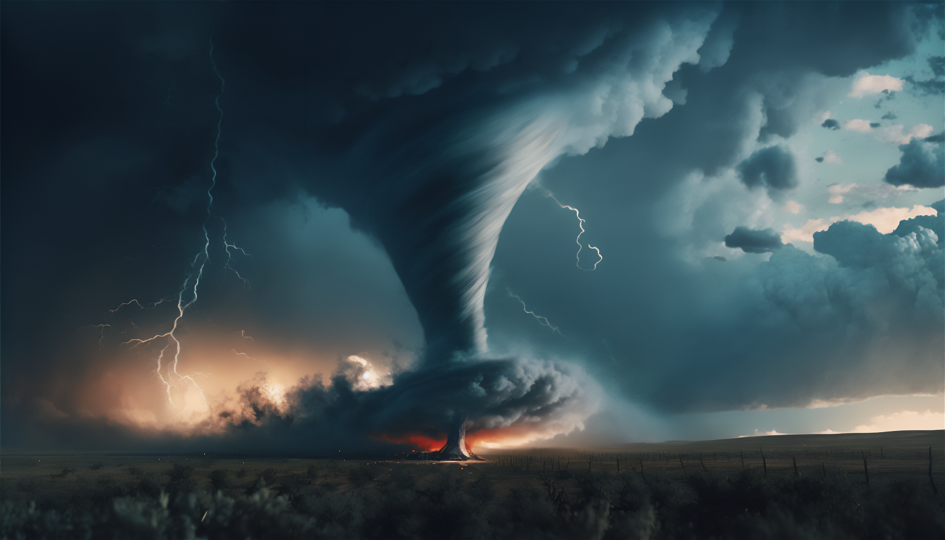 Ai Art Illustration Twister Hurricane Clouds Nature Lightning 3136x1792